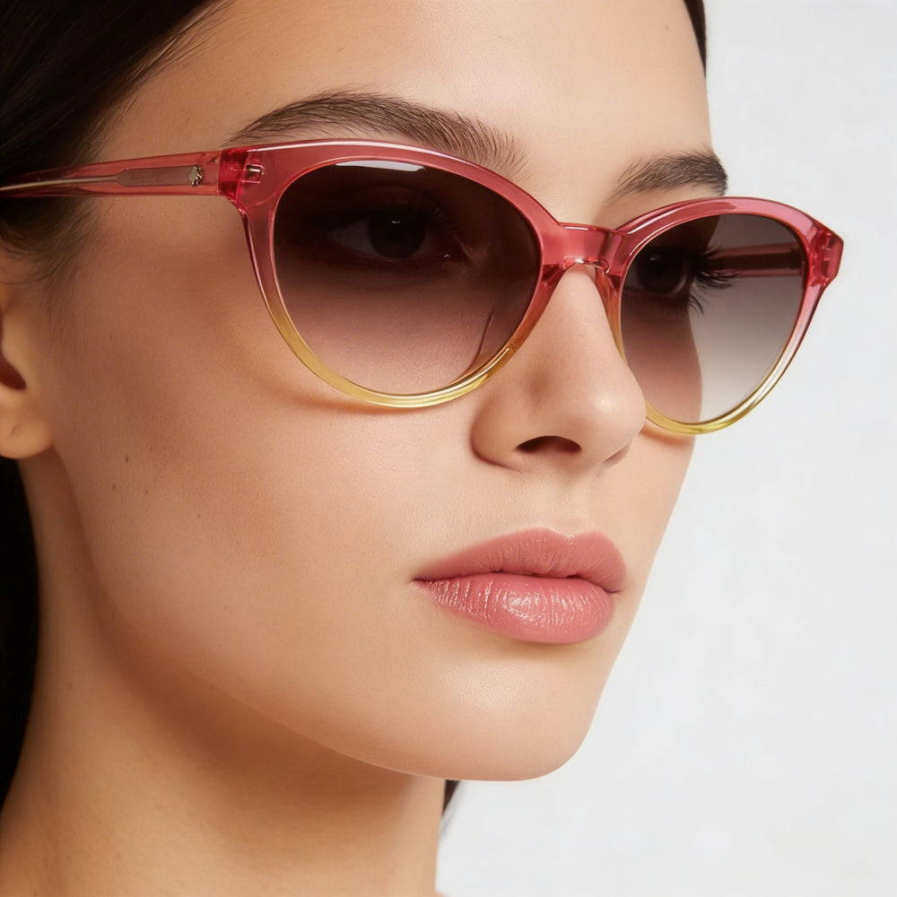 Gafas de sol Kate Spade New York ADELINE/G/S para mujer, de acetato, con degradado UV, color rosa, amarillo y marrón, 55 mm