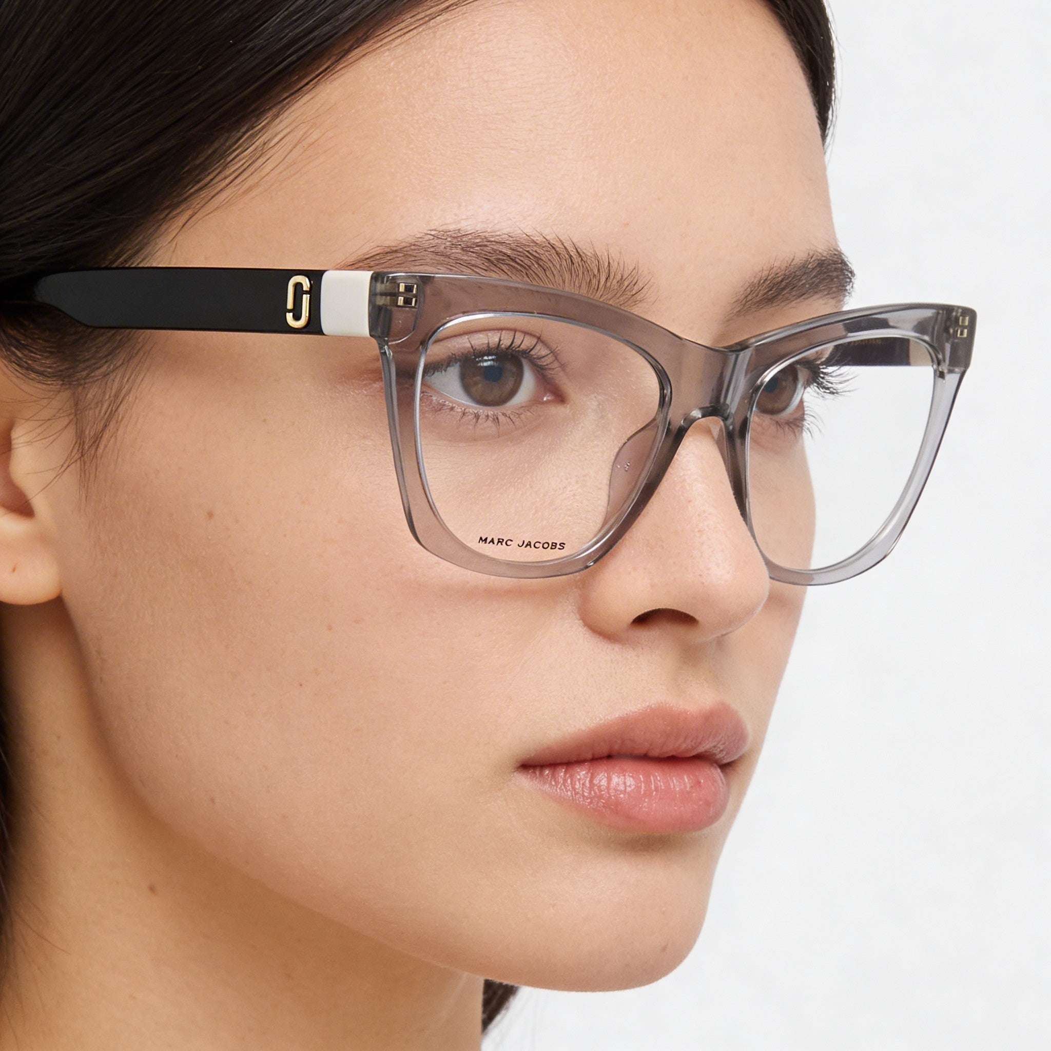 Marc Jacobs - Gafas de sol informales para mujer, montura rectangular de celulosa gris y negra con lentes de policarbonato, talla 53-19-145, Photo 4