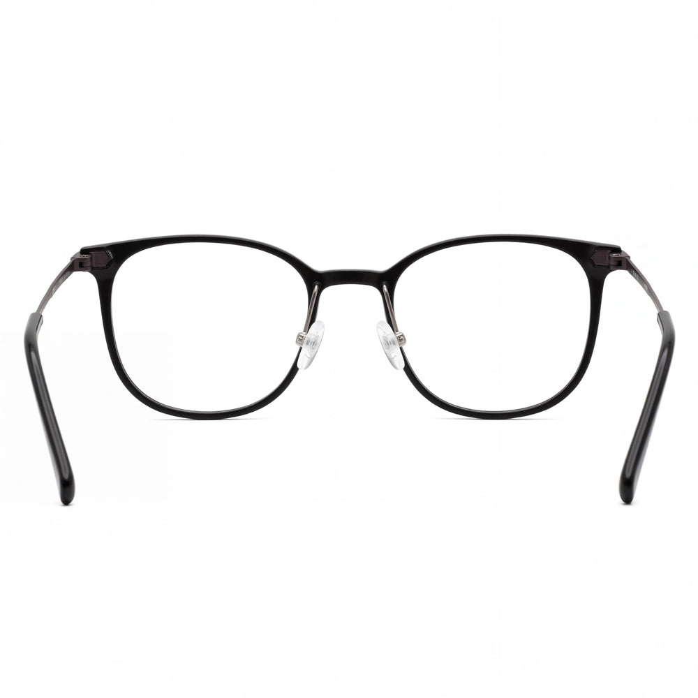 Flexon Ep8002 Unisex Acetate Optical Frames, Shiny Black, Prescription Ready with Clear Demo Lenses, 52mm