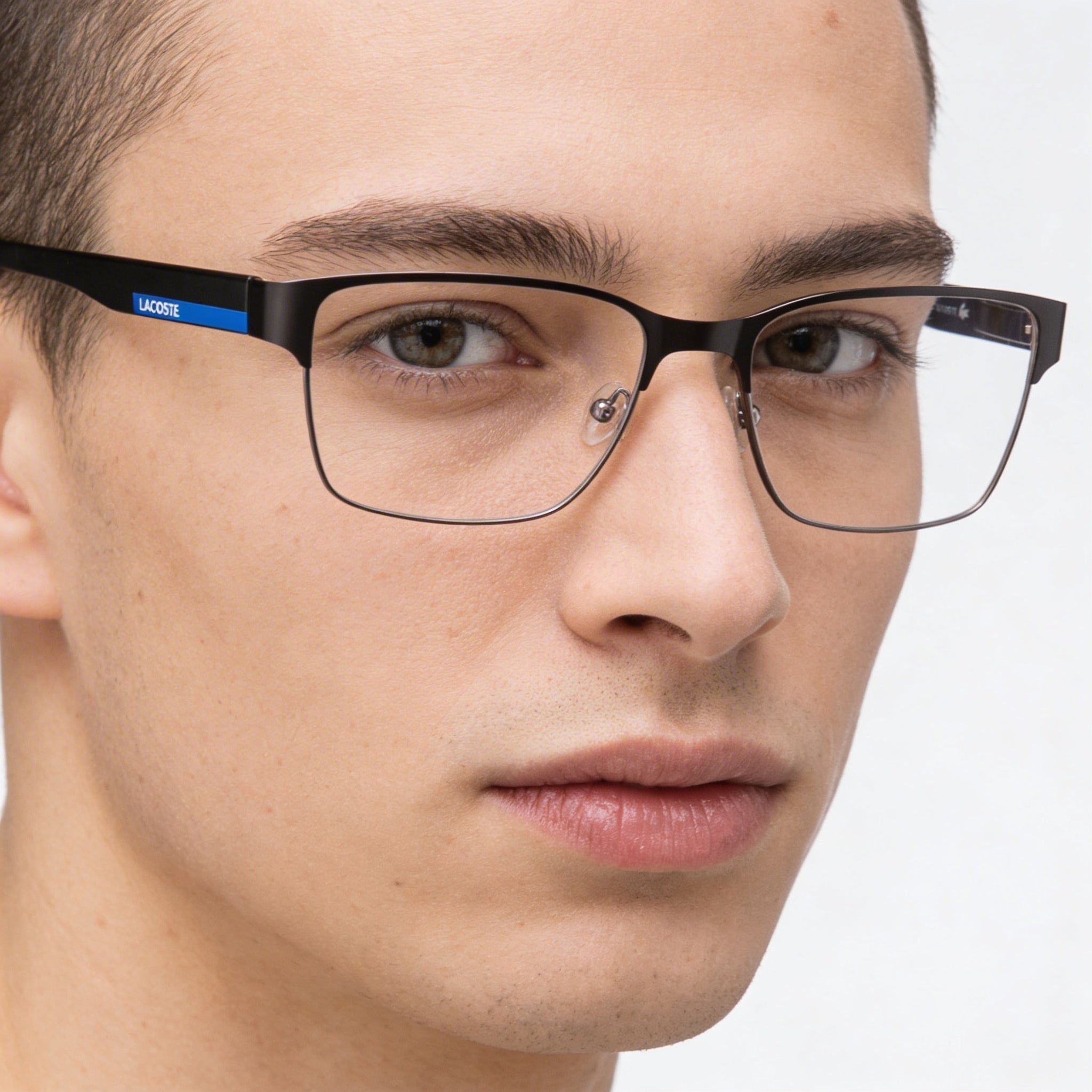 Lacoste Casual. Unisex Propionate Frame Matte Black Optical Eyeglasses with Polycarbonate Lenses 55mm, Photo 4