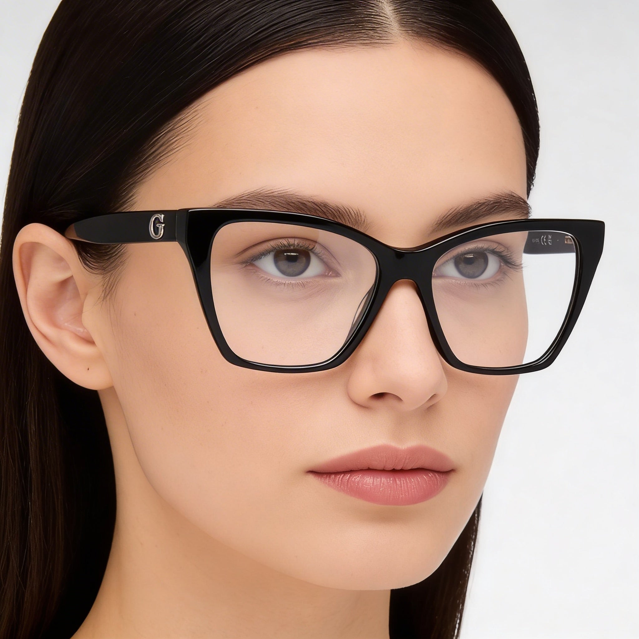 GUESS Gu50235 Montura de plástico negro brillante para mujer con lentes sin policarbonato de 52 mm, Photo 5