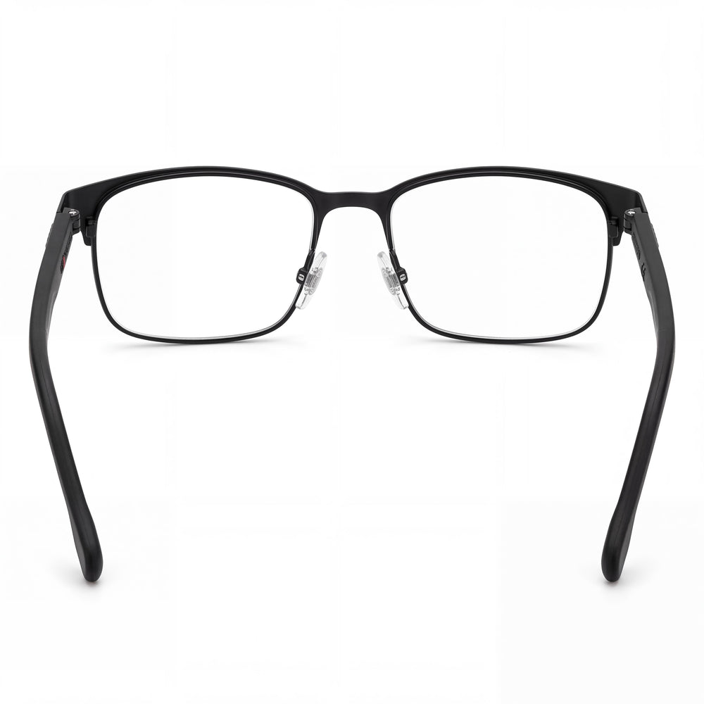 Gafas de hombre Carrera 8869 con montura de acero inoxidable en negro, con un ancho de lente de 55 mm