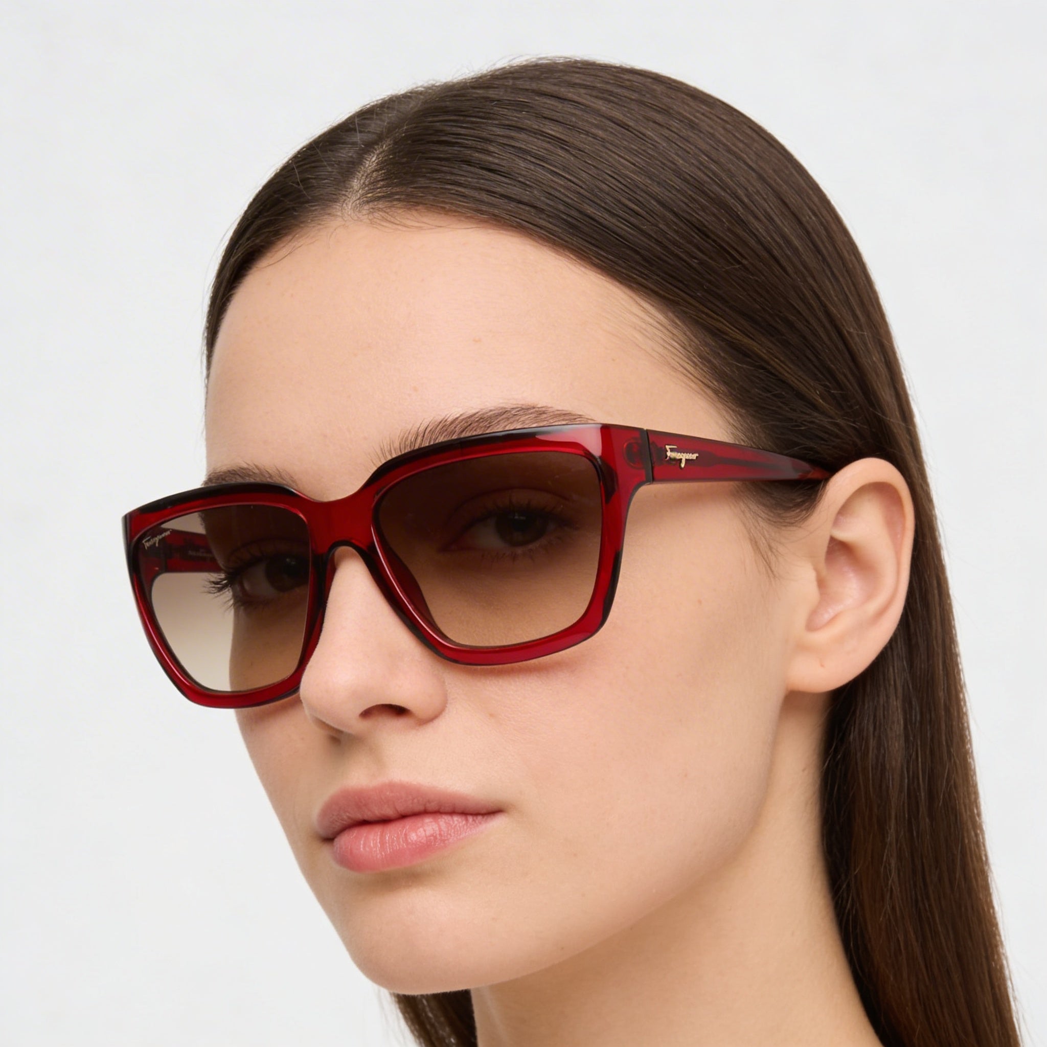 Salvatore Ferragamo SF1018S Women's Rectangular Crystal Wine Grey Lens 100% UV Protection Sunglasses 59mm, Photo 5