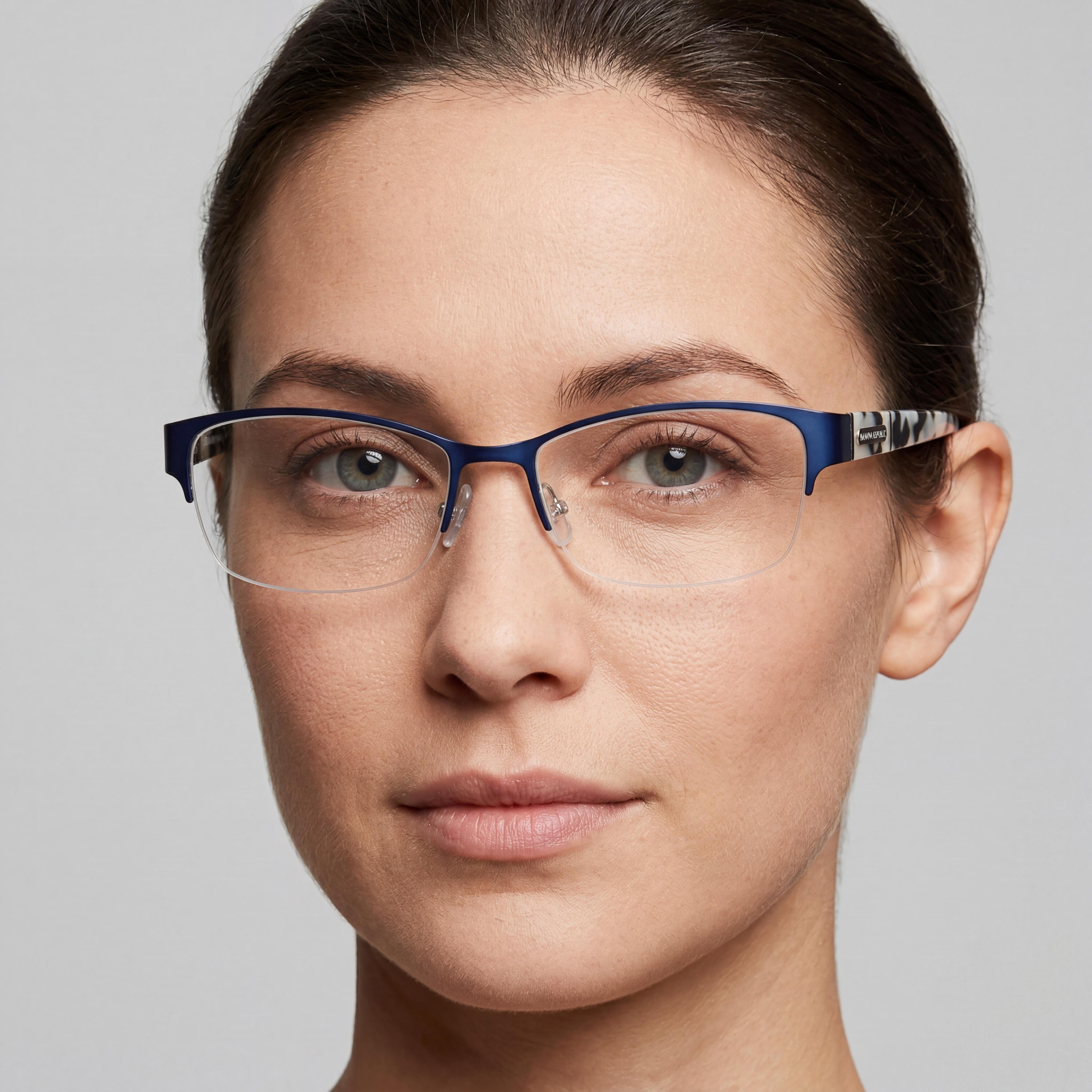 BANANA REPUBLIC Jordyn Gafas unisex azul marino con montura de metal semial aire, lentes de policarbonato transparente, 54-135 mm, Photo 4