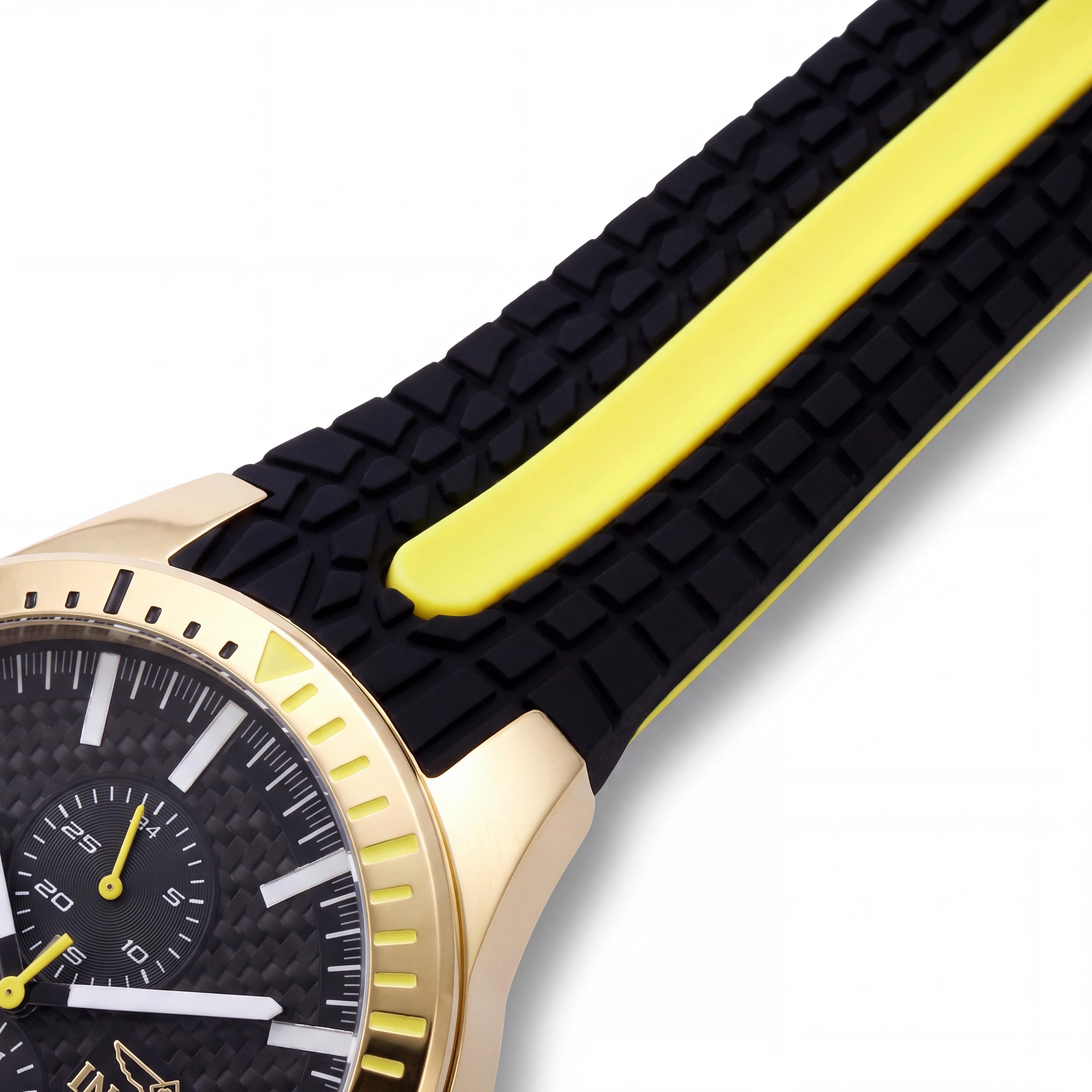 Invicta Racing 48873 Unisex Chronograph Quartz Watch, Gold Stainless Steel Case, Silicone Strap, 46mm, Photo 3