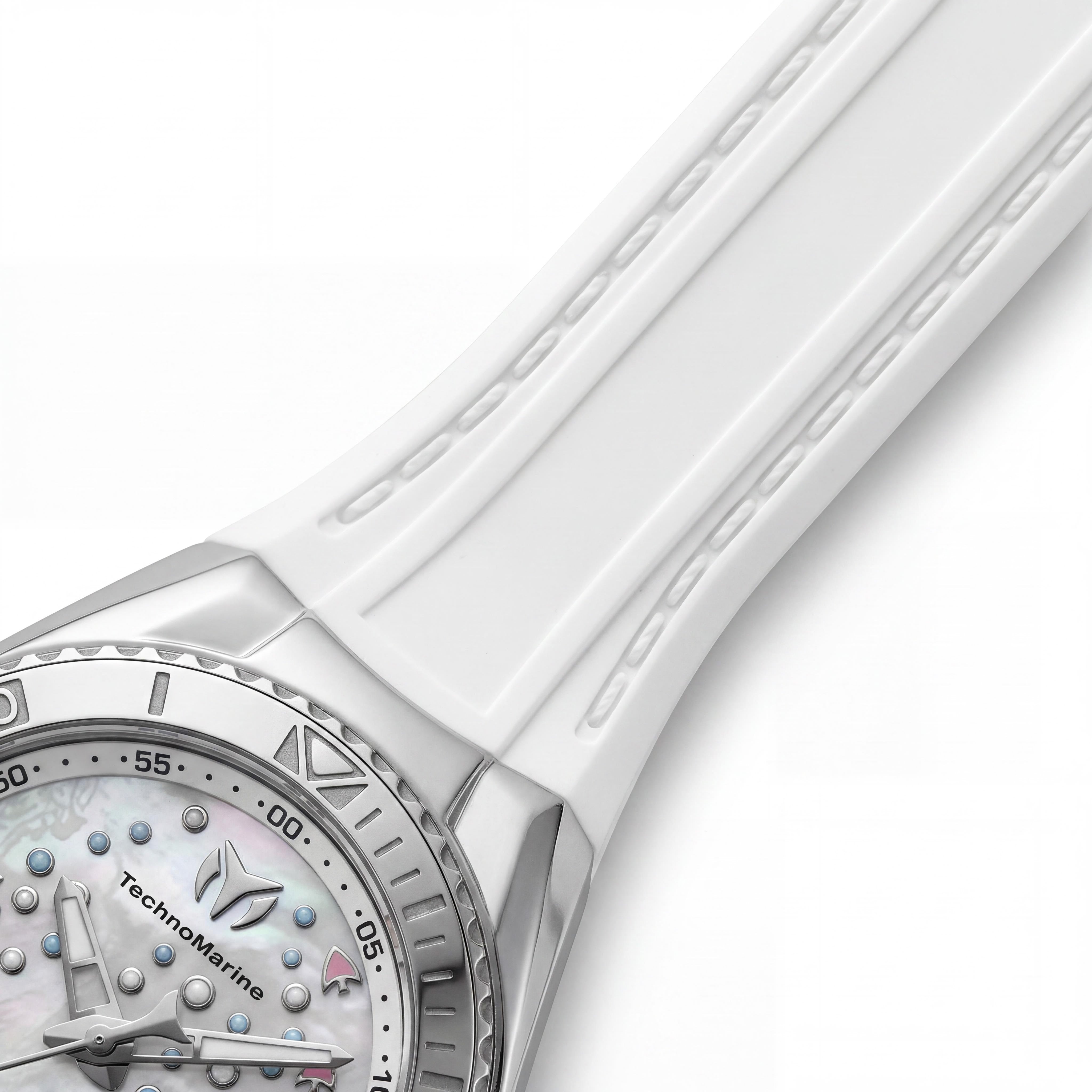 Reloj de cuarzo TechnoMarine Cruise TM-125003 para mujer, caja de acero inoxidable en tono plateado, esfera blanca, correa de silicona, 40 mm, Photo 2