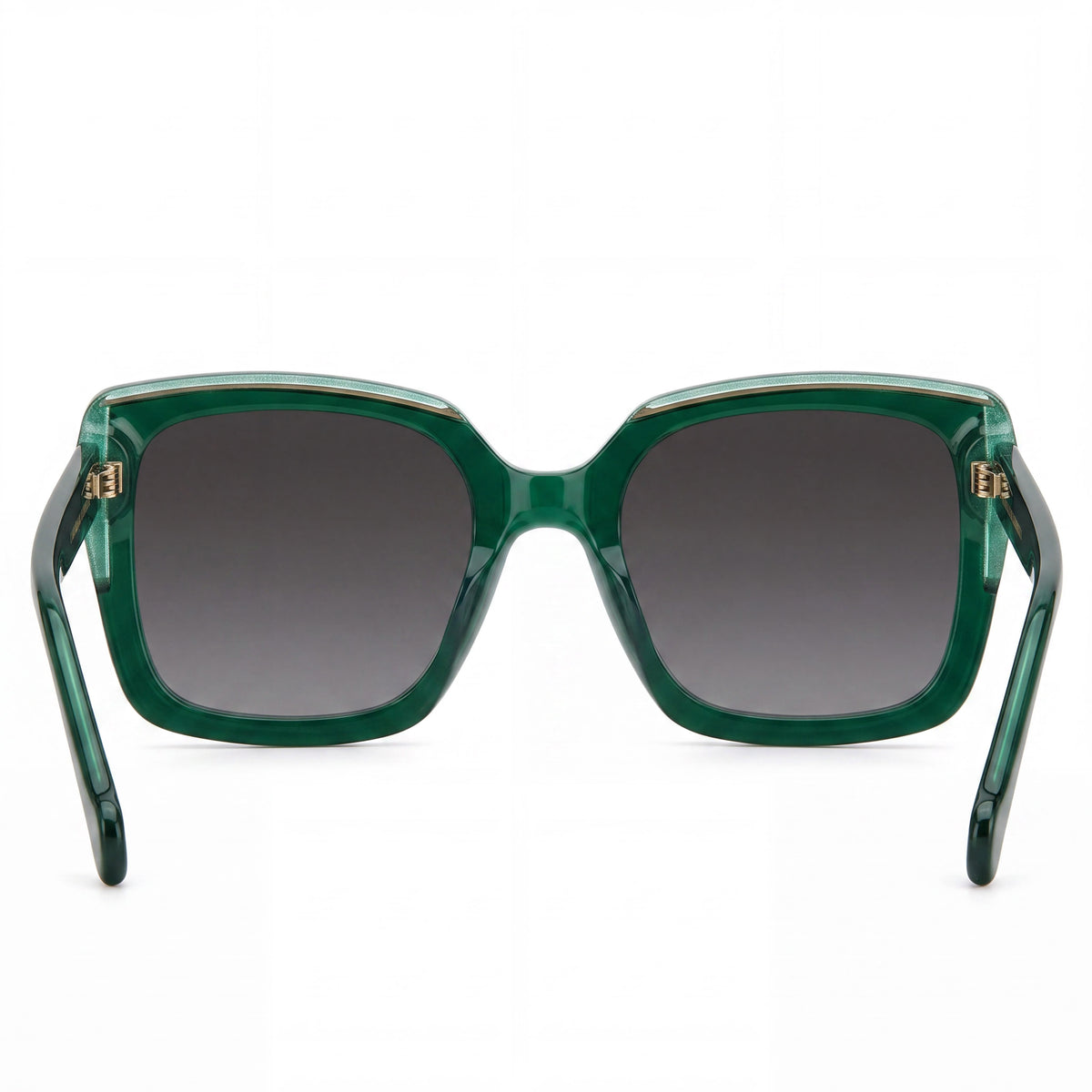 Carolina Herrera Gafas de sol de acetato brillante verde para mujer contemporánea, protección UV, color gris verde, 53 mm, Photo 2