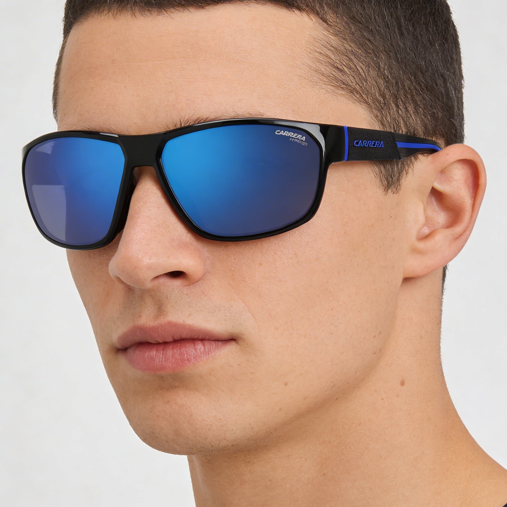 Carrera Casual Men's Black Blue ECO POLYAMIDE Frame UV Protection Sunglasses with Blue Multilayer Lenses 63mm, Photo 4