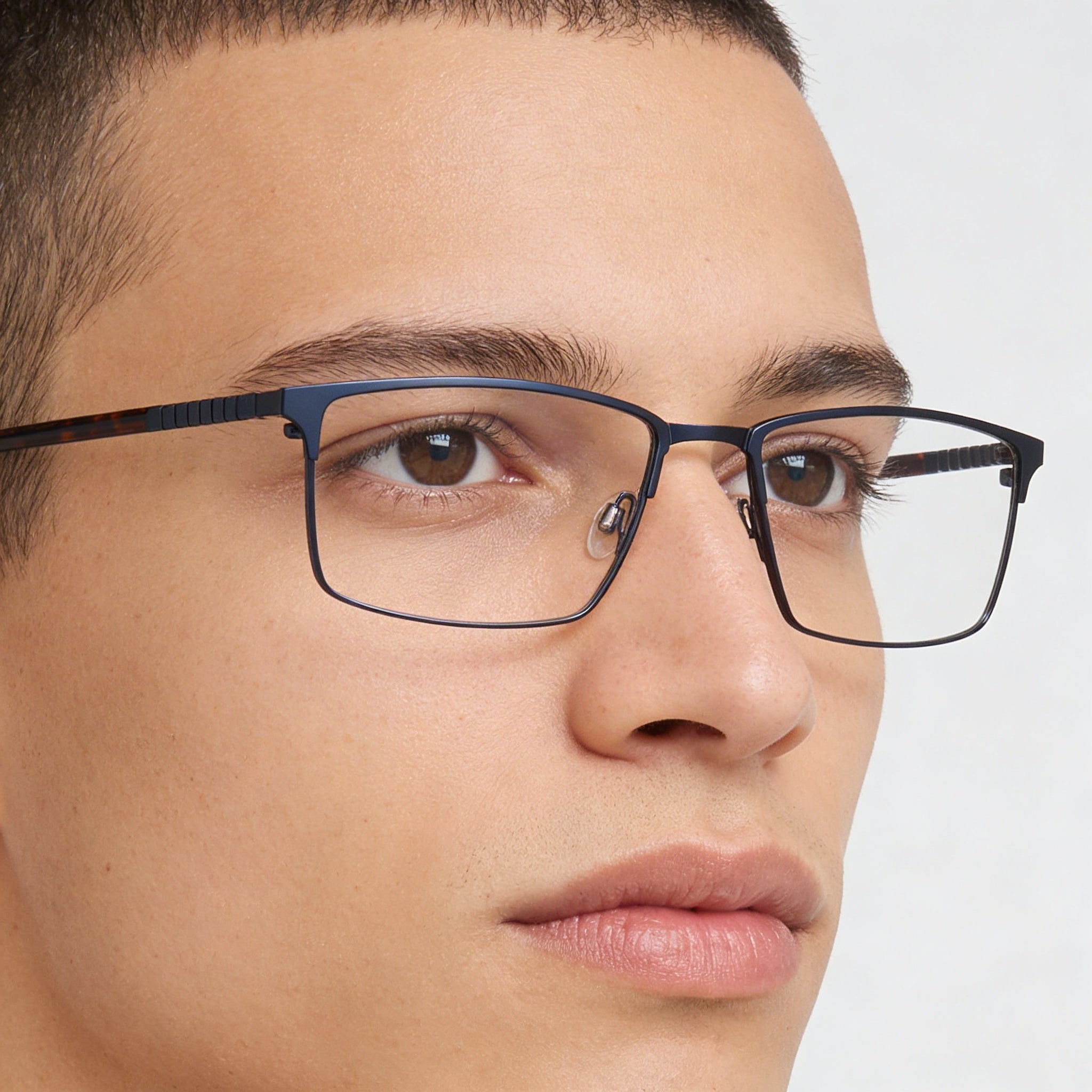 Flexon E1129 Unisex Eyewear with Matte Navy Acetate Frame, Non-Polarized Polycarbonate Lenses, Lens Width 59mm, Photo 5