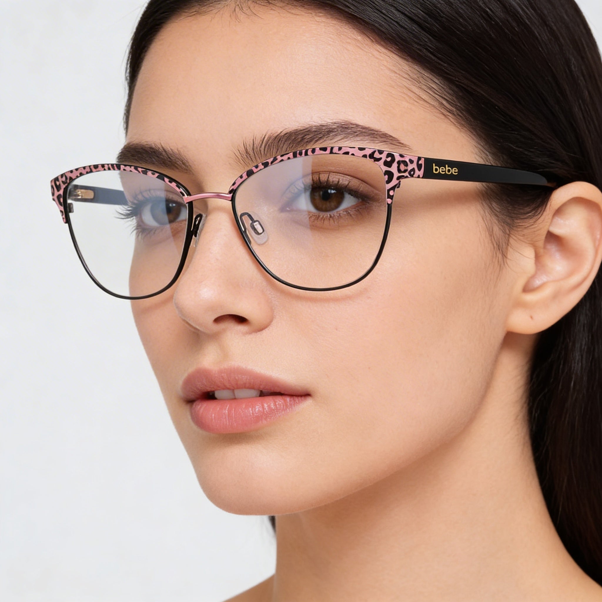 bebe Bb5202 Women's Metal Frame Rose Gold Animal Color Clear Lenses Optical Eyewear 53mm, Photo 3