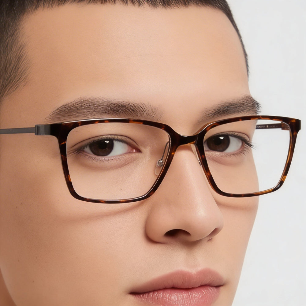 Gafas unisex Flexon EP8010 con montura de acero de aleación color carey oscuro y lentes color carey oscuro de 54 mm