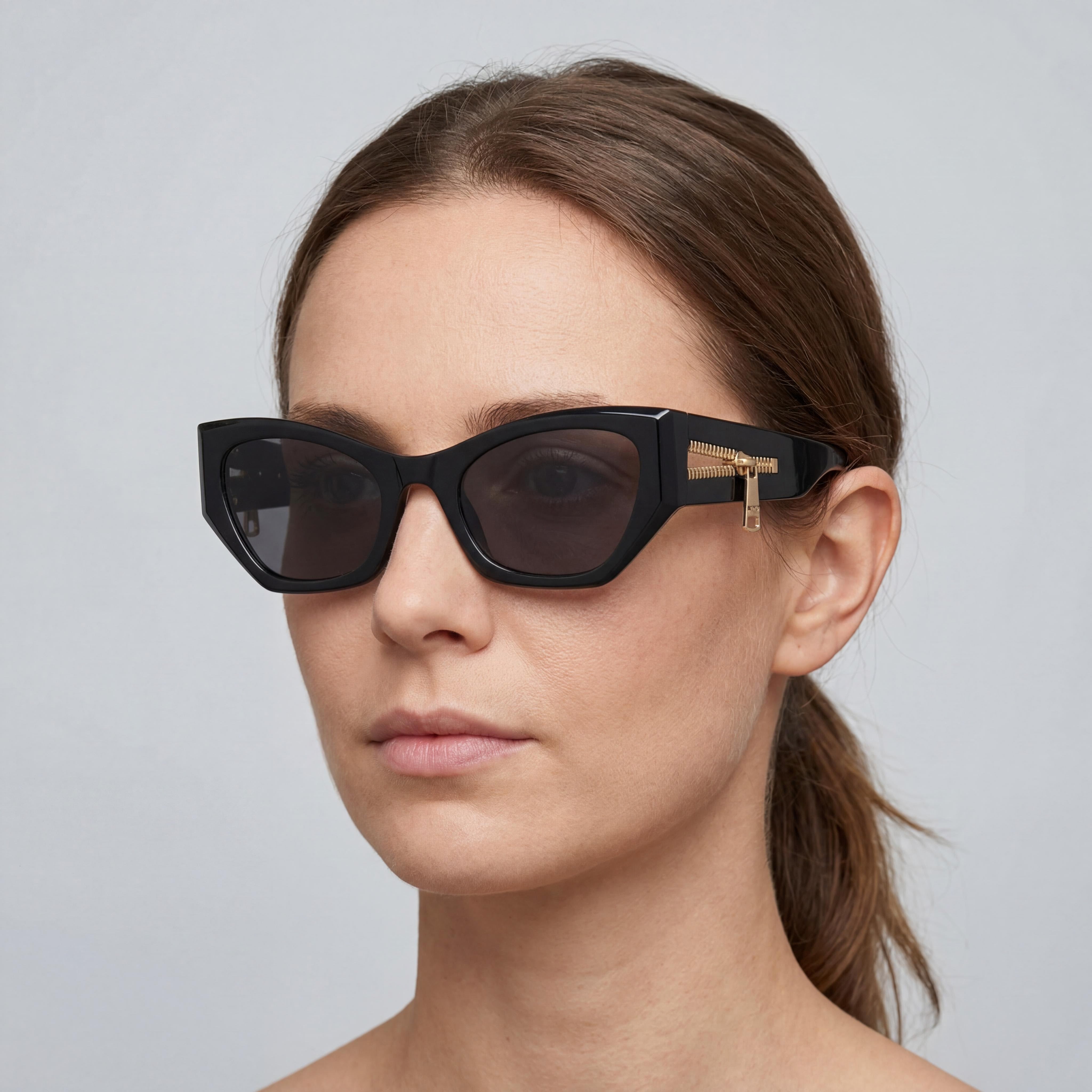 Moschino Casual Women's Black Dark Grey Frame, Black Lens, Lightweight Polyamide Sunglasses 55mm, Photo 4