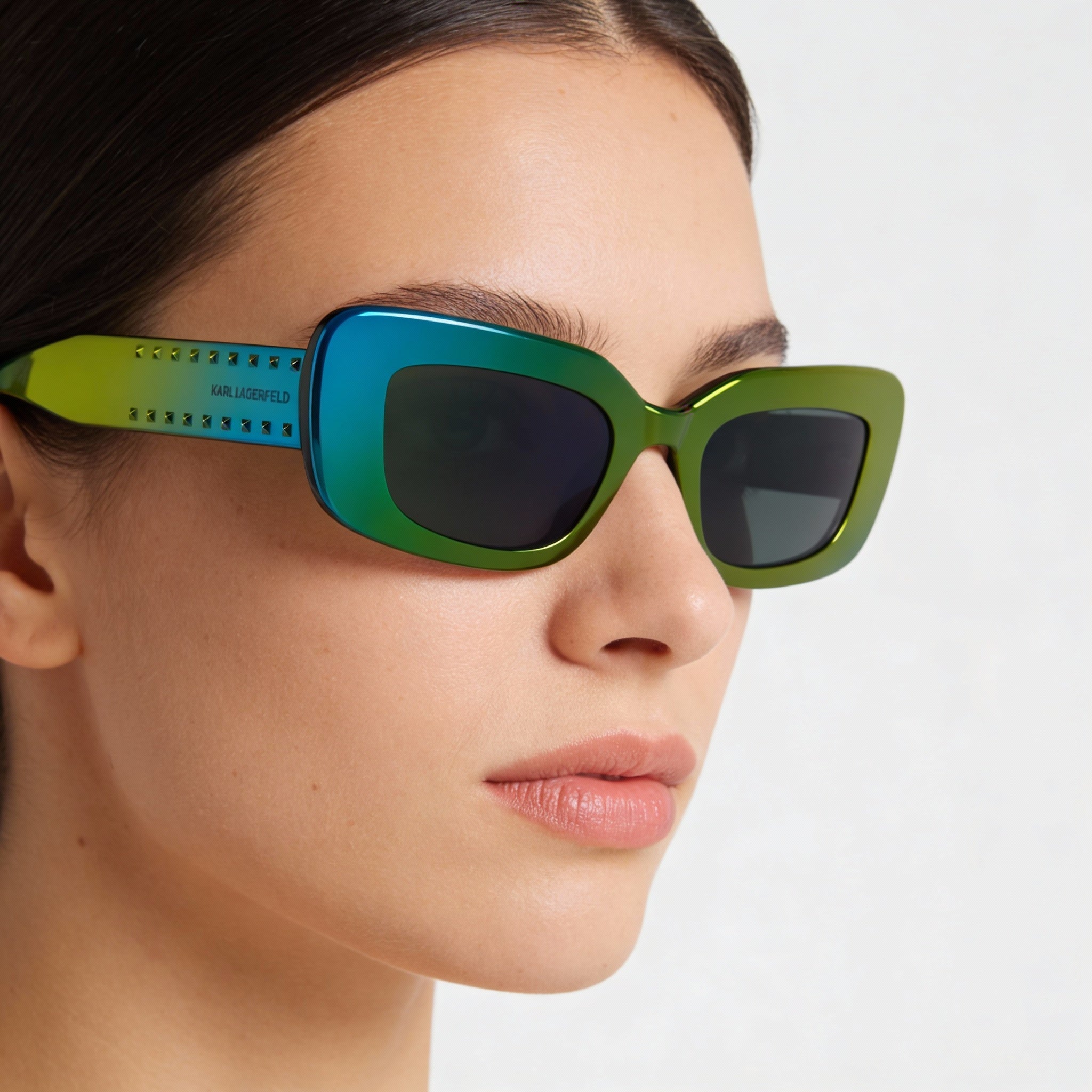 Karl Lagerfeld Kl6164s Women's Plastic Eyewear Mirror Green Frame Smoke Green Mirror Lenses Non-Polarized UV Protection Size M, Photo 4