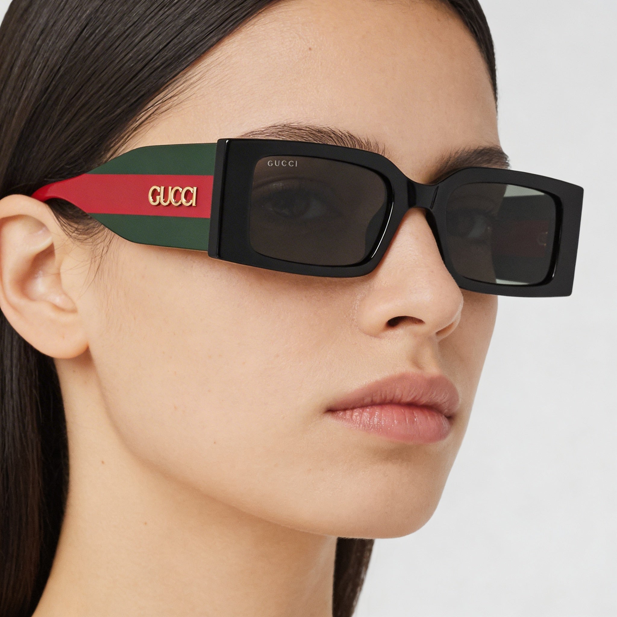 Gucci Modern Women's Plastic Polarized UV Protection Sunglasses, Black Green Frame, Black Lens, 52mm, Photo 5