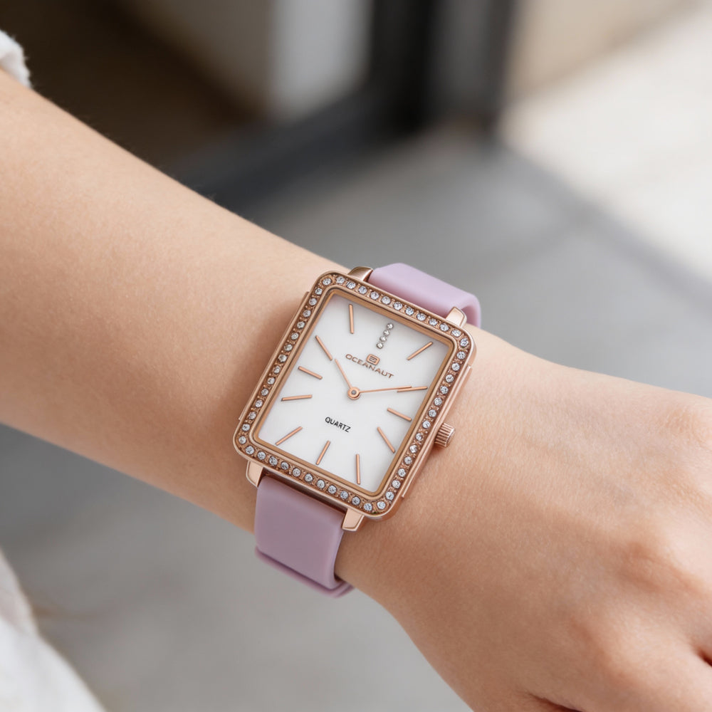 Reloj cronógrafo de cuarzo azul claro para mujer con correa Oceanaut, resistente al agua y cristal mineral resistente a arañazos.