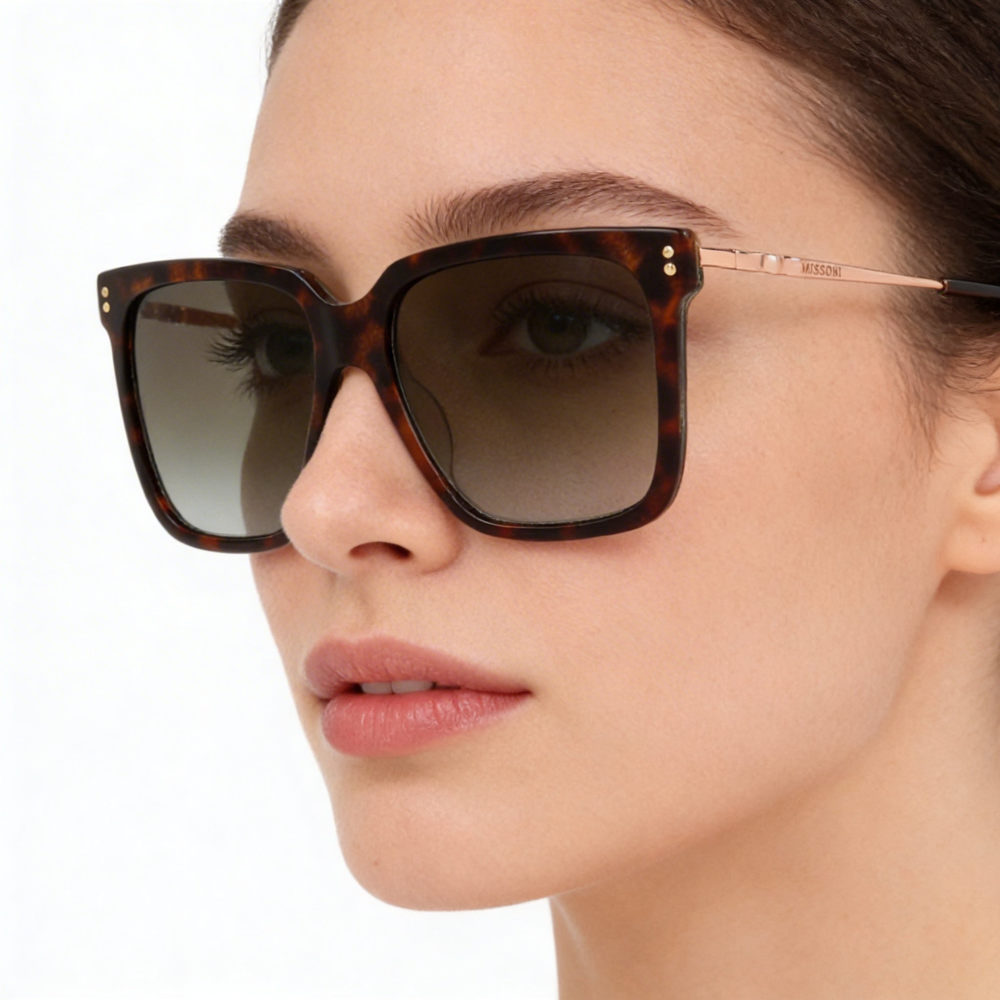 Gafas de sol Missoni Clásicas para mujer, montura de acetato carey oscuro, lentes marrones degradadas, protección 100% UV, 57 mm, Photo 4