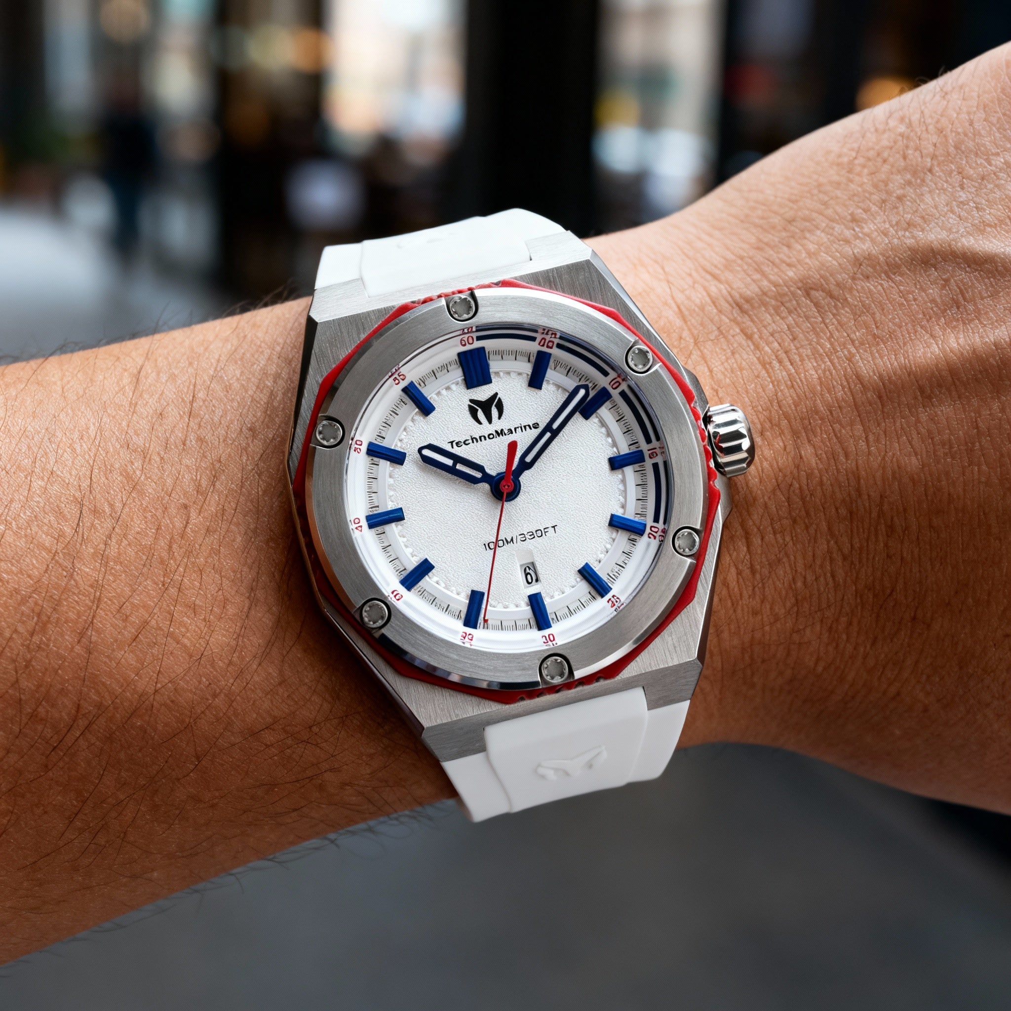 Technomarine CORAL - Legacy TM-416066 Men's 45mm Silver Dial Stainless Steel Quartz Watch, Silicone Strap, Photo 4