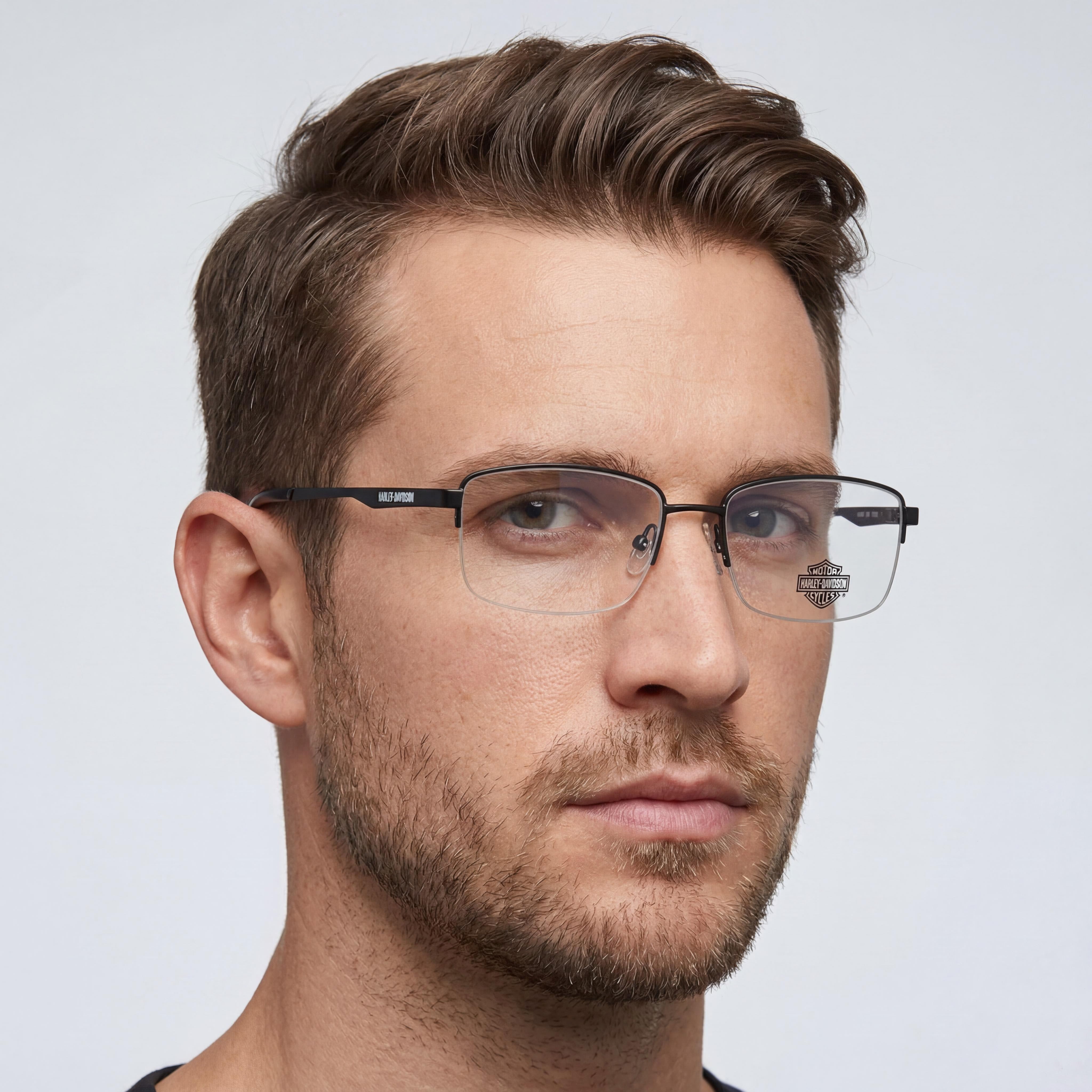 Harley-Davidson Hd0149t Gafas de hombre de montura completa rectangulares de metal negro mate con cristales transparentes 50-16-135mm, Photo 4