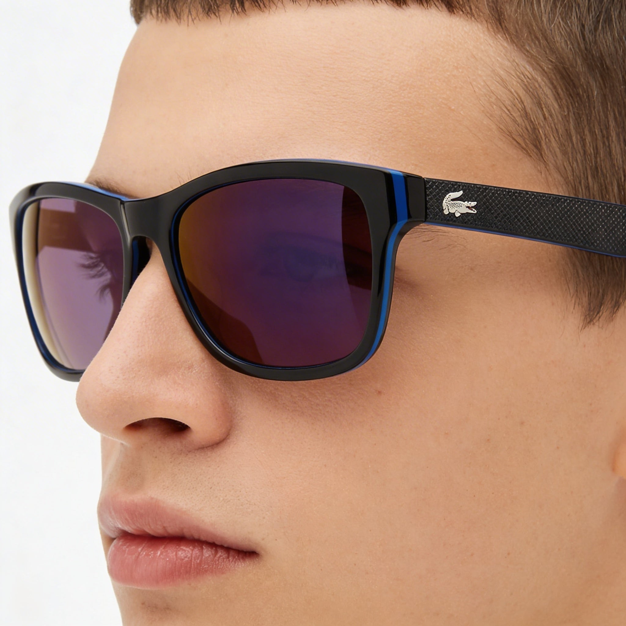 Lacoste Unisex Sunglasses, Lead Black Blue Plastic Frame, Brown Anti-Reflective Non-Polarized UV Lenses 55-16-140, Photo 4