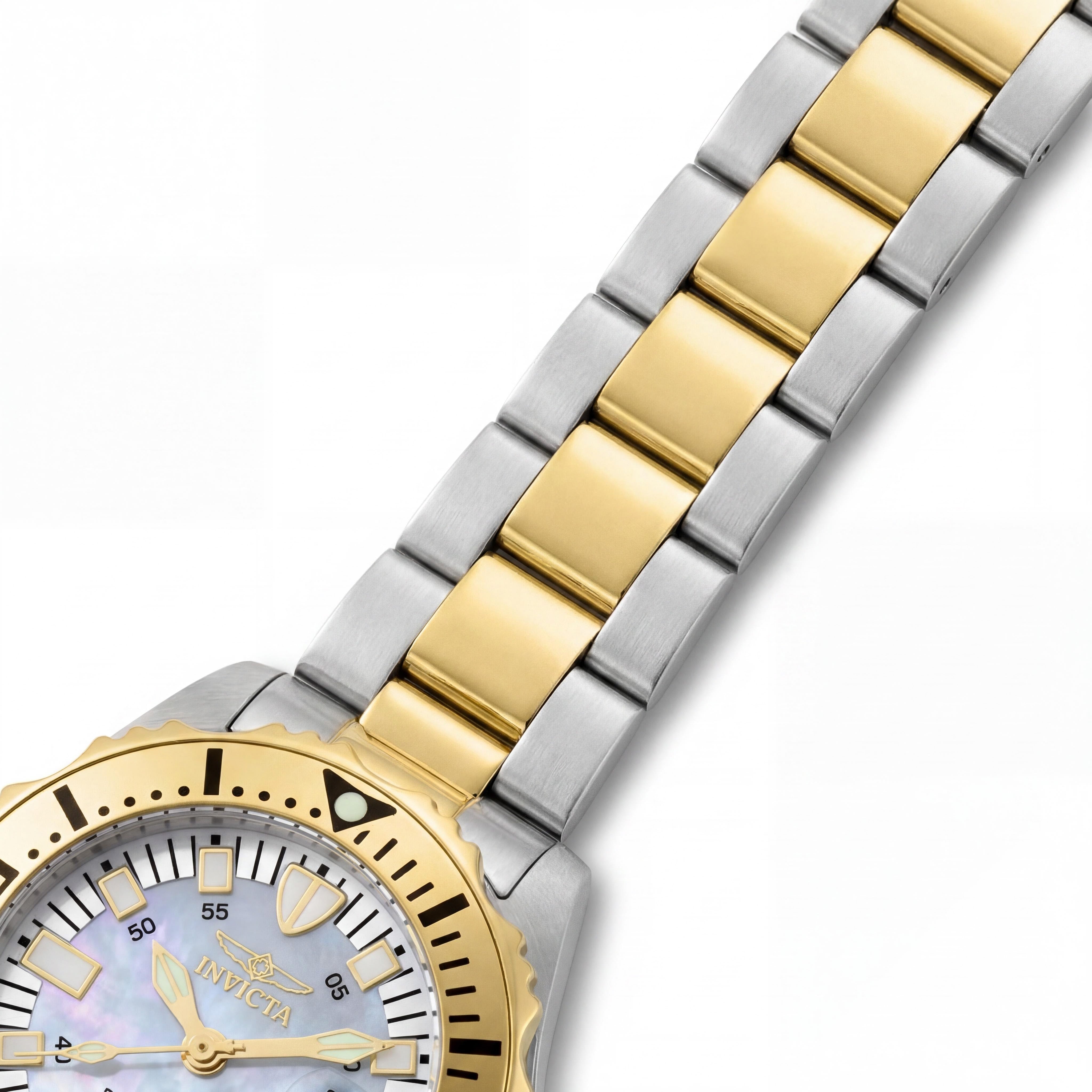 Invicta Reloj de pulsera para mujer Pro-Diver de cuarzo suizo de acero inoxidable de dos tonos con esfera de nácar, Photo 3