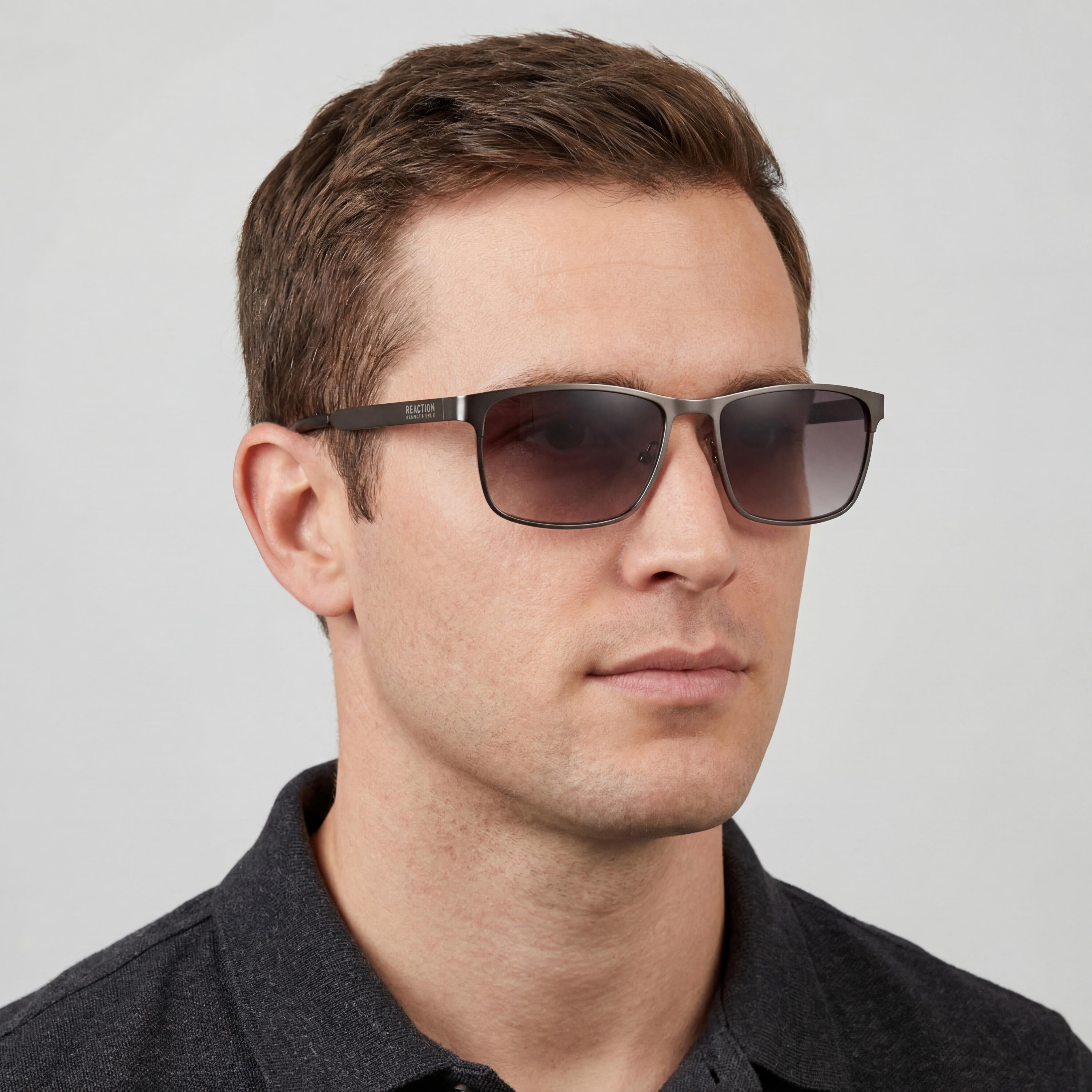 Gafas de sol deportivas Kenneth Cole para hombre, metal, gris plomo mate, no polarizadas, protección UV 100%, 57 mm, Photo 4
