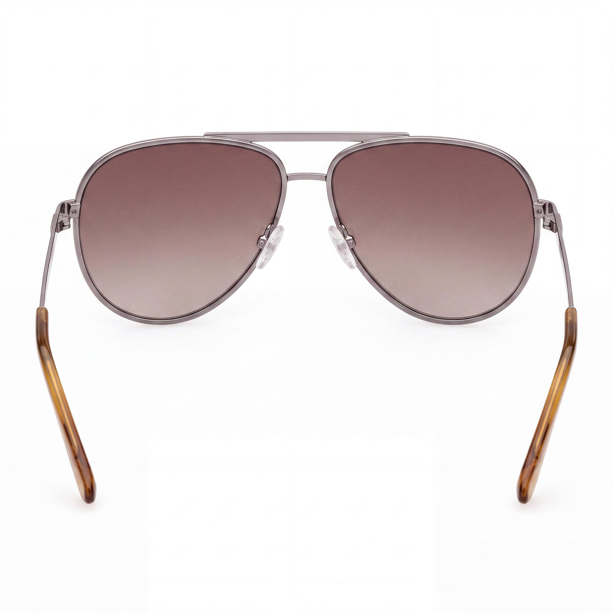 Gafas de sol de aviador metálicas a rayas GUESS para mujer, montura de metal satinado brillante, lentes marrones degradadas, 100% protección UV, 61 mm, Photo 4