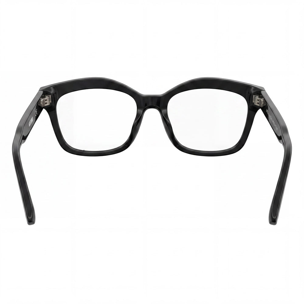Gafas de sol Moschino MOS606 para mujer, de plástico, color negro, con montura completa y lentes transparentes de demostración, graduadas, 53 mm