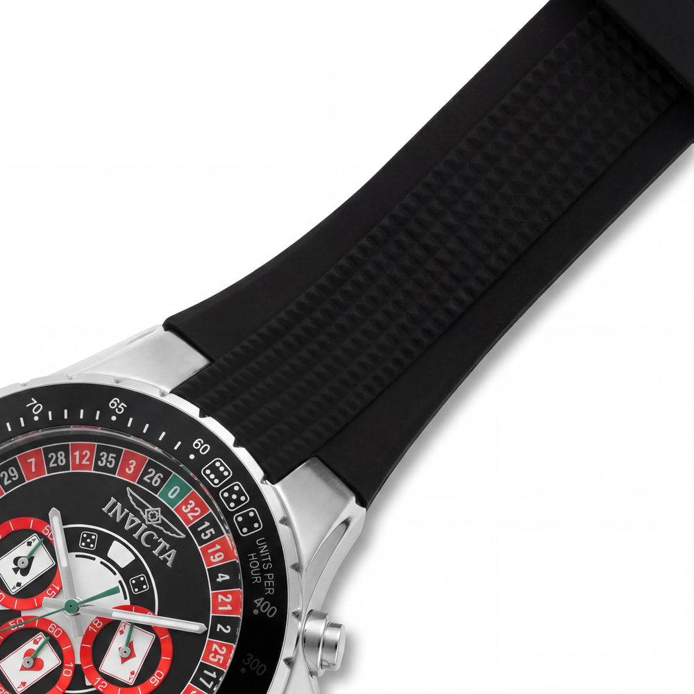 Invicta Aviator 49850 Reloj unisex de cuarzo con esfera roja de acero inoxidable y correa de silicona, 10 ATM WR, 50 mm