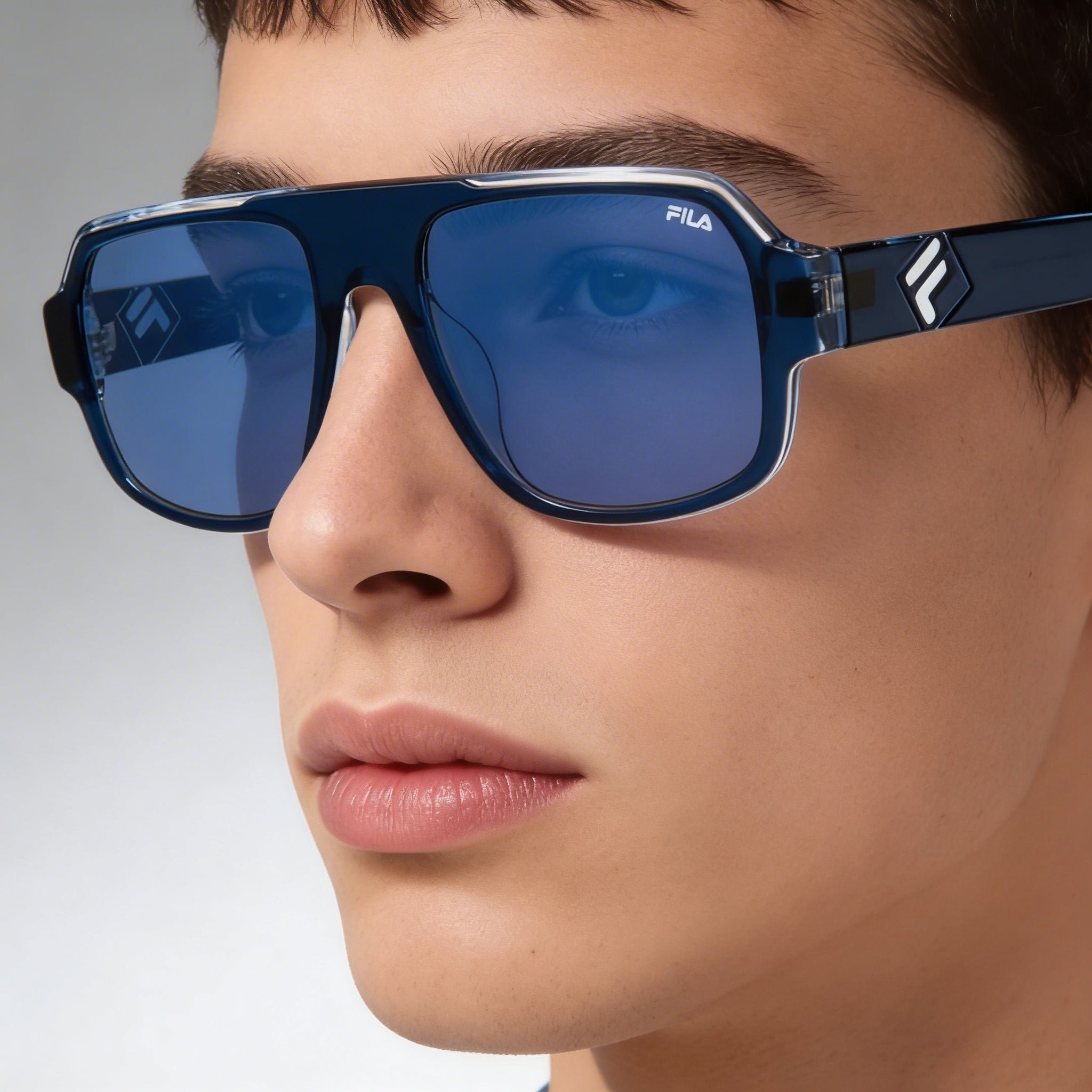Fila Casual Unisex Navigator Acetate Non-Polarized Sunglasses Blue Top Clear Blue Frame, Blue Lens 54-18-140, Photo 5