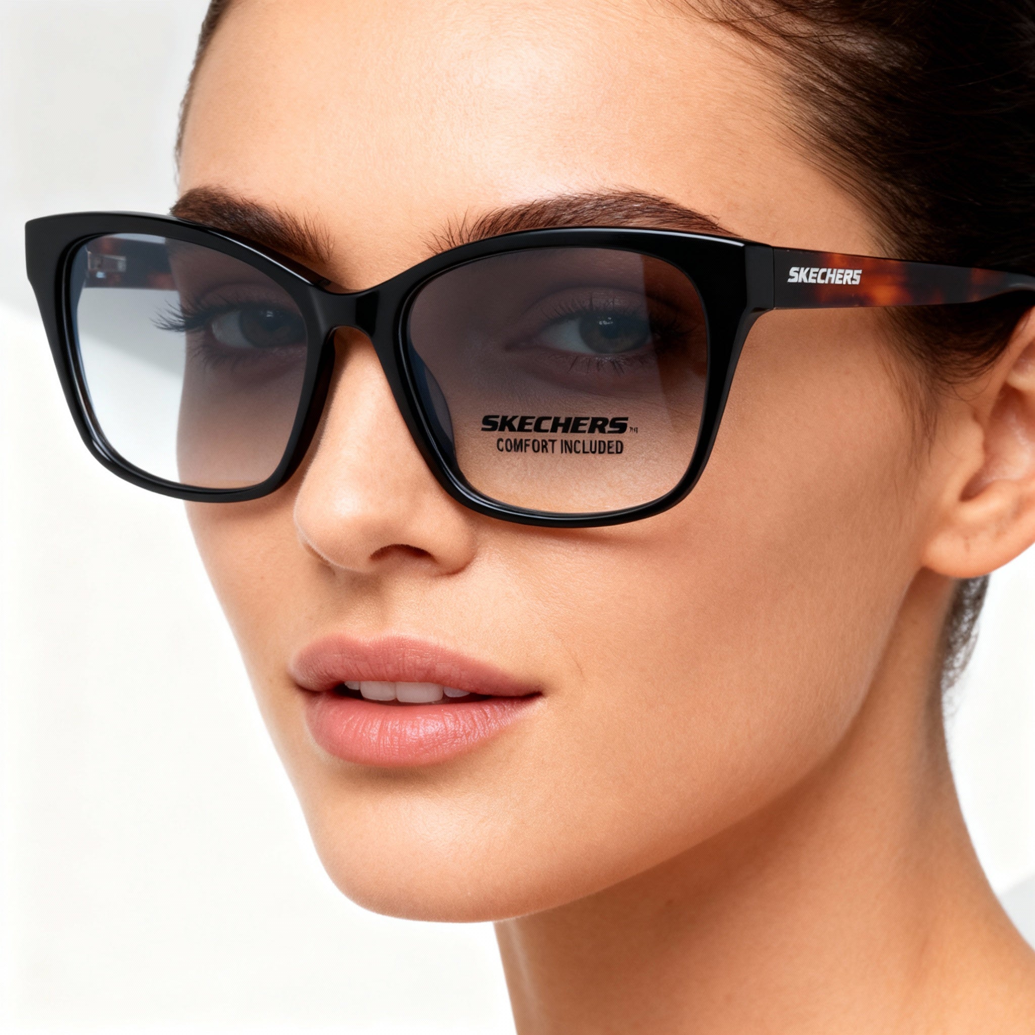 Skechers Women's SE2210 Contemporary Plastic Eyeglasses Shiny Black 53-16-140, Photo 3