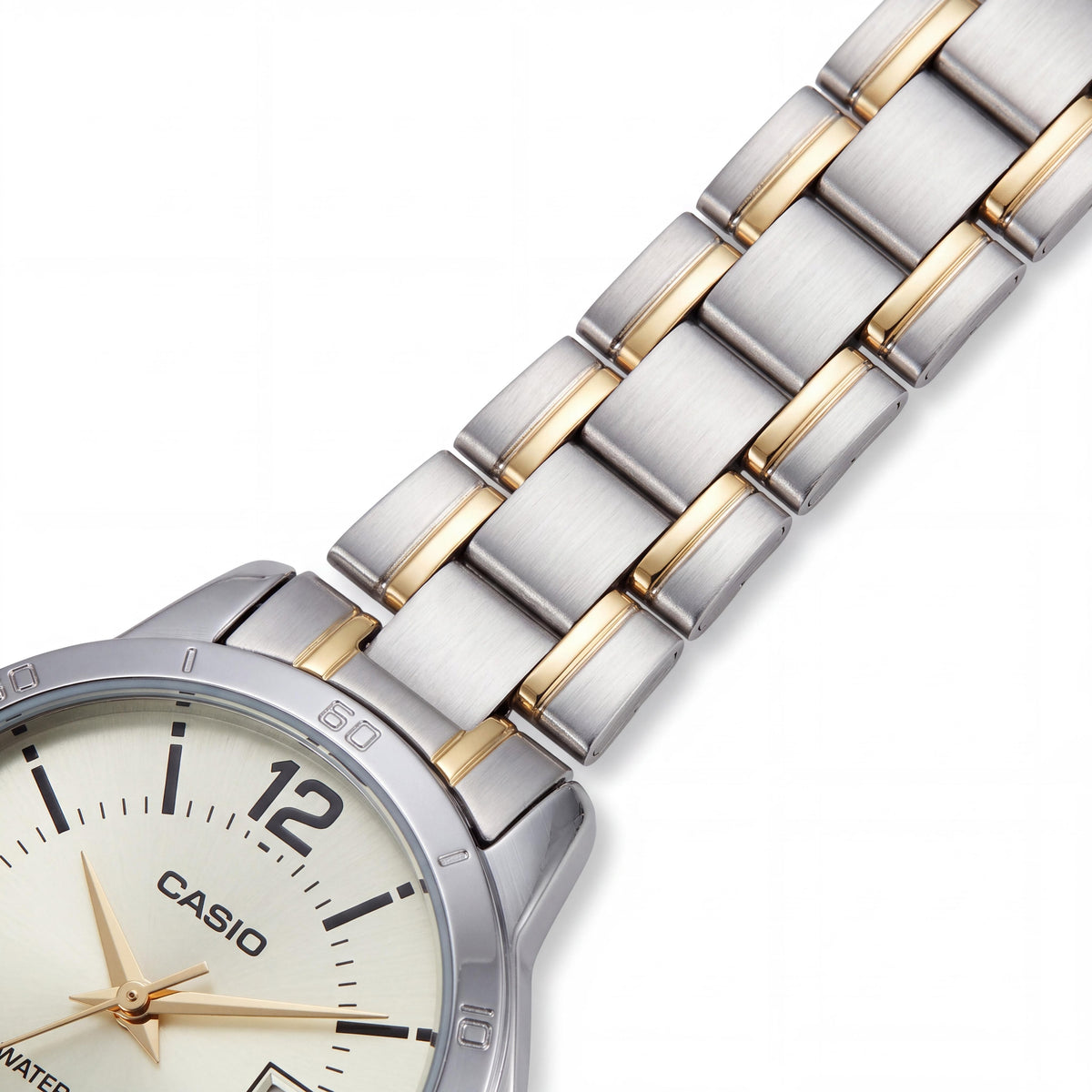 Casio LTP-V004SG-9A Women's Silver Gold Yellow Stainless Steel Bracelet Watch, Date Display, Water Resistant, Photo 3
