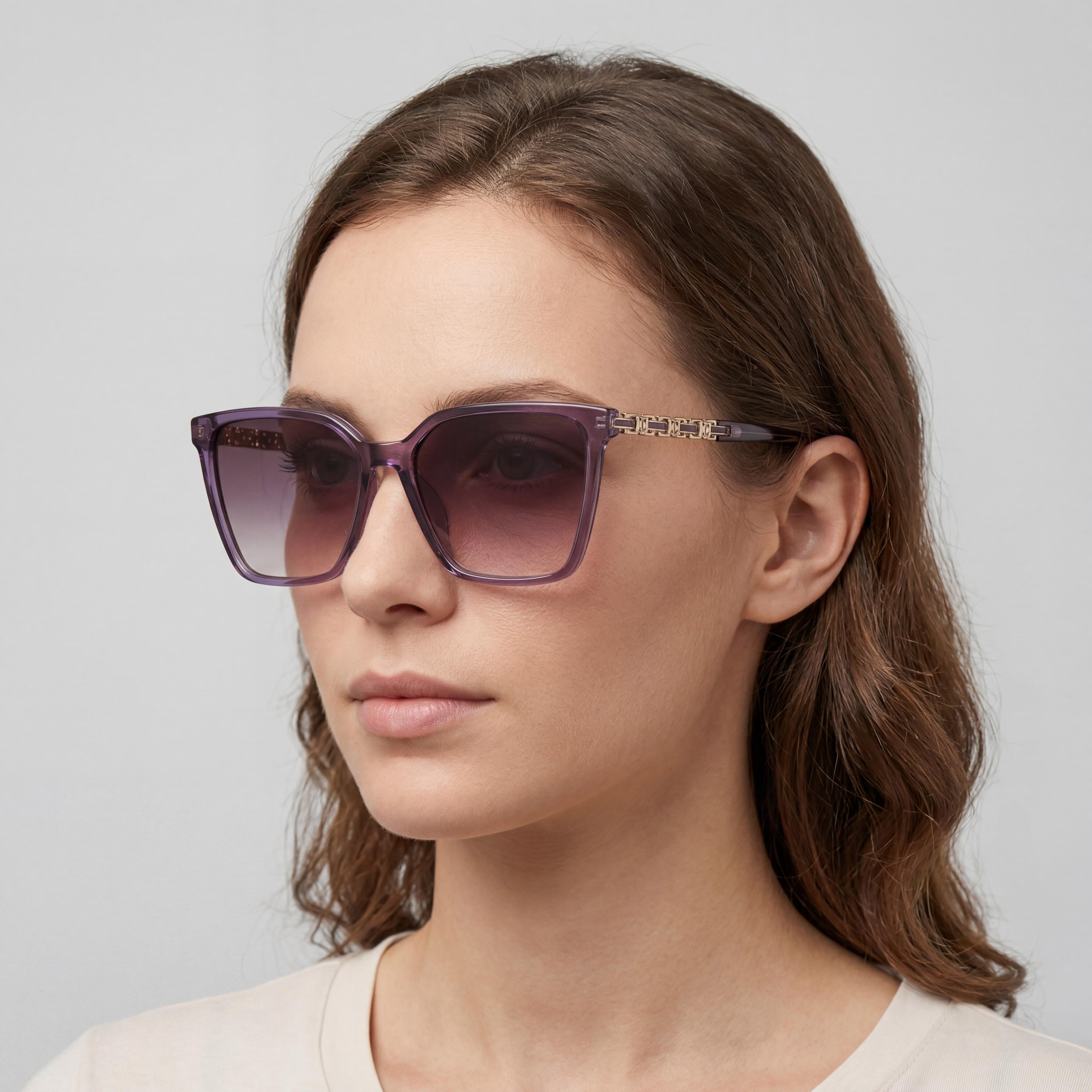 Escada Casual Women's Sunglasses featuring a Multicoloured Acetate Frame and Violet Gradient Lenses, 54mm, Photo 4
