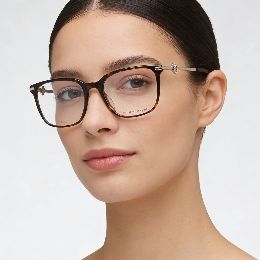 kate spade new york Gafas modernas para mujer con montura de acetato Havana y lentes de policarbonato, 52 mm