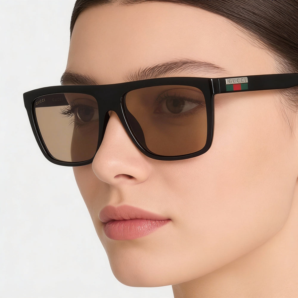Gafas de sol Gucci Gucci Logo GG0748S para mujer, de plástico inyectado, color negro y marrón, con protección UV, 59 mm