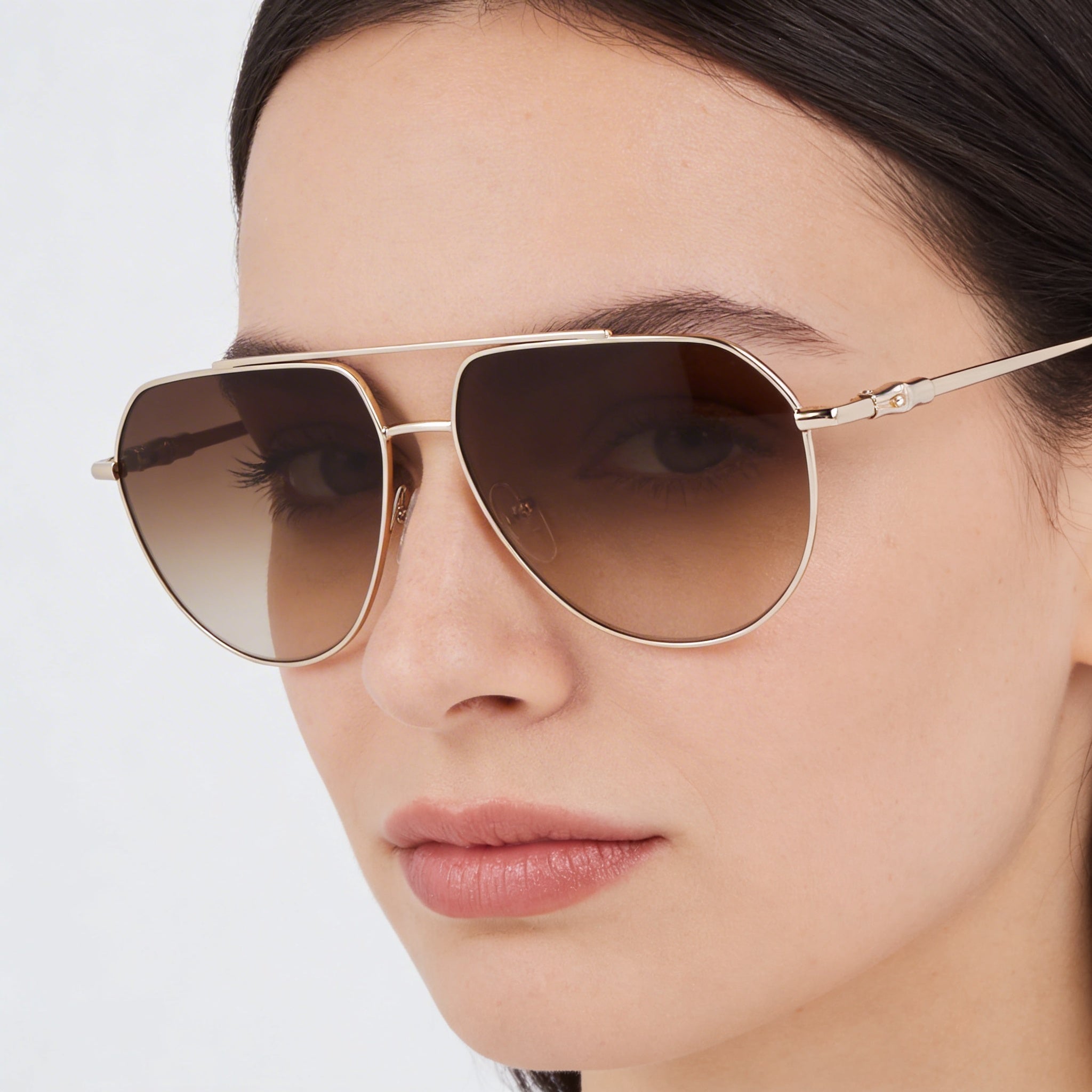 Longchamp Modern Women's Metal Frame Gold Gradient Brown UV Protection Sunglasses 57mm, Photo 3