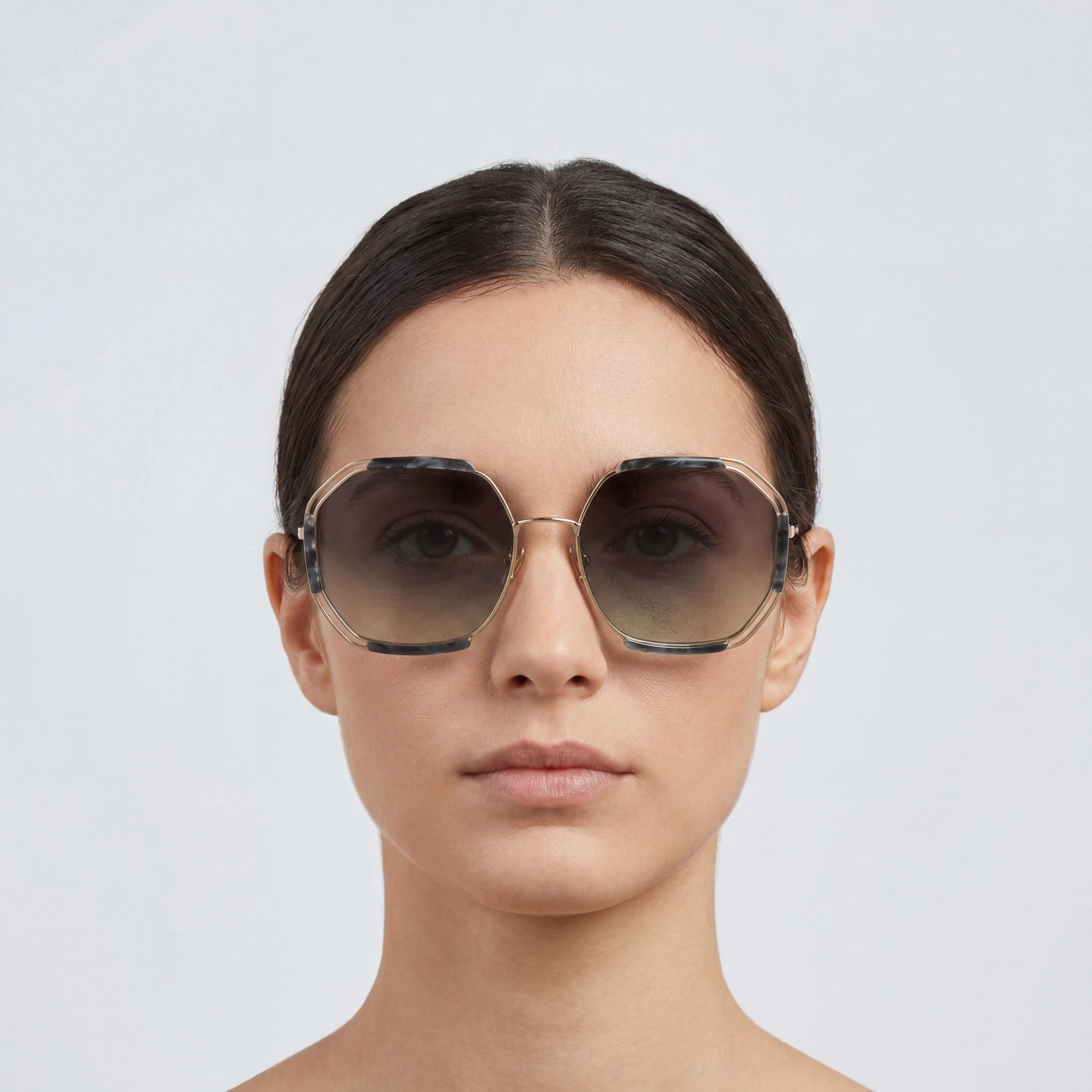 Furla Sfu785 Women's Rose Gold Stainless Steel Smoke Gradient UV 400 Sunglasses 61mm, Photo 4