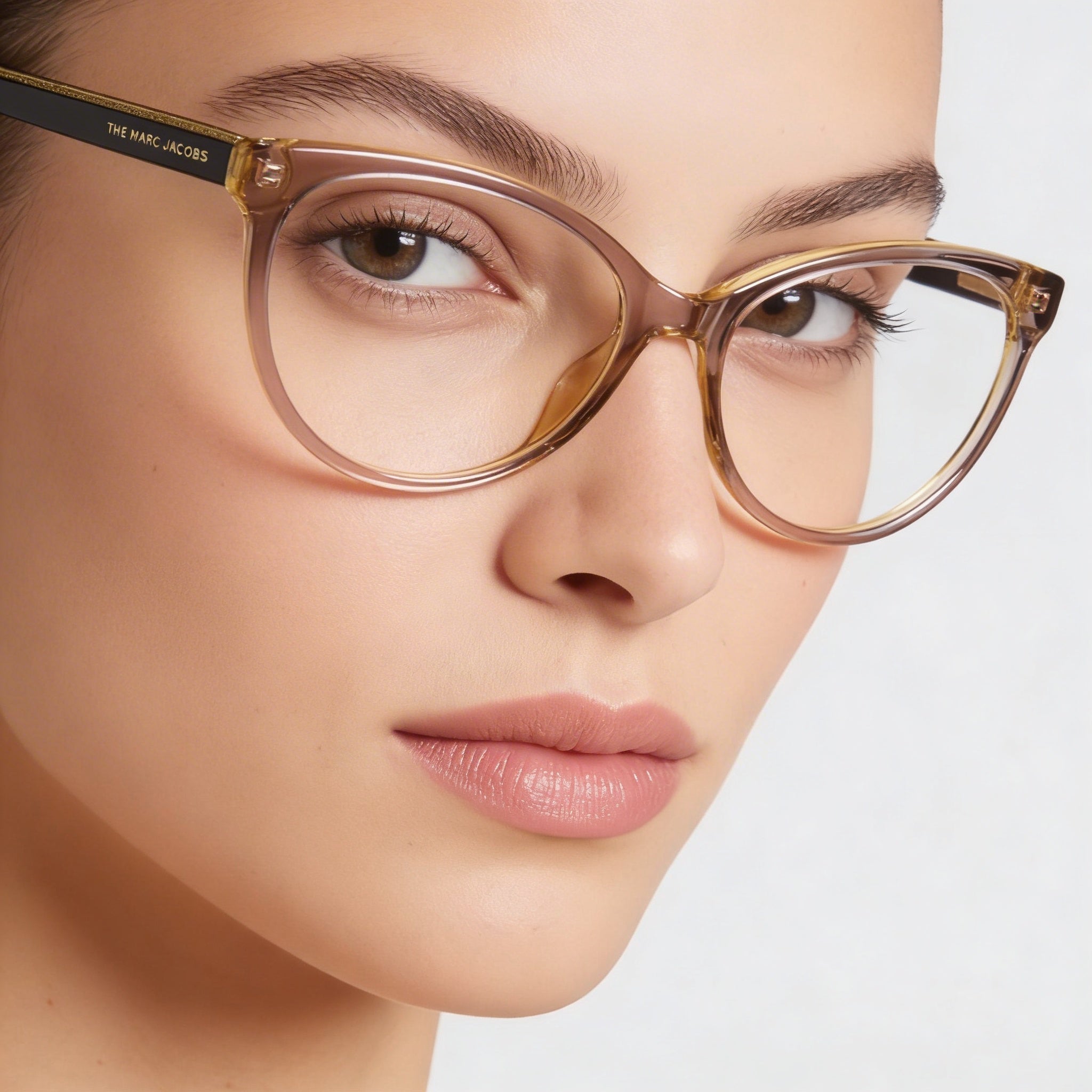 Marc Jacobs Marc 463 Women's Translucent Brown Full-Rim Cat-Eye Acetate Eyeglasses with Clear Demo Lenses 53mm, Photo 3