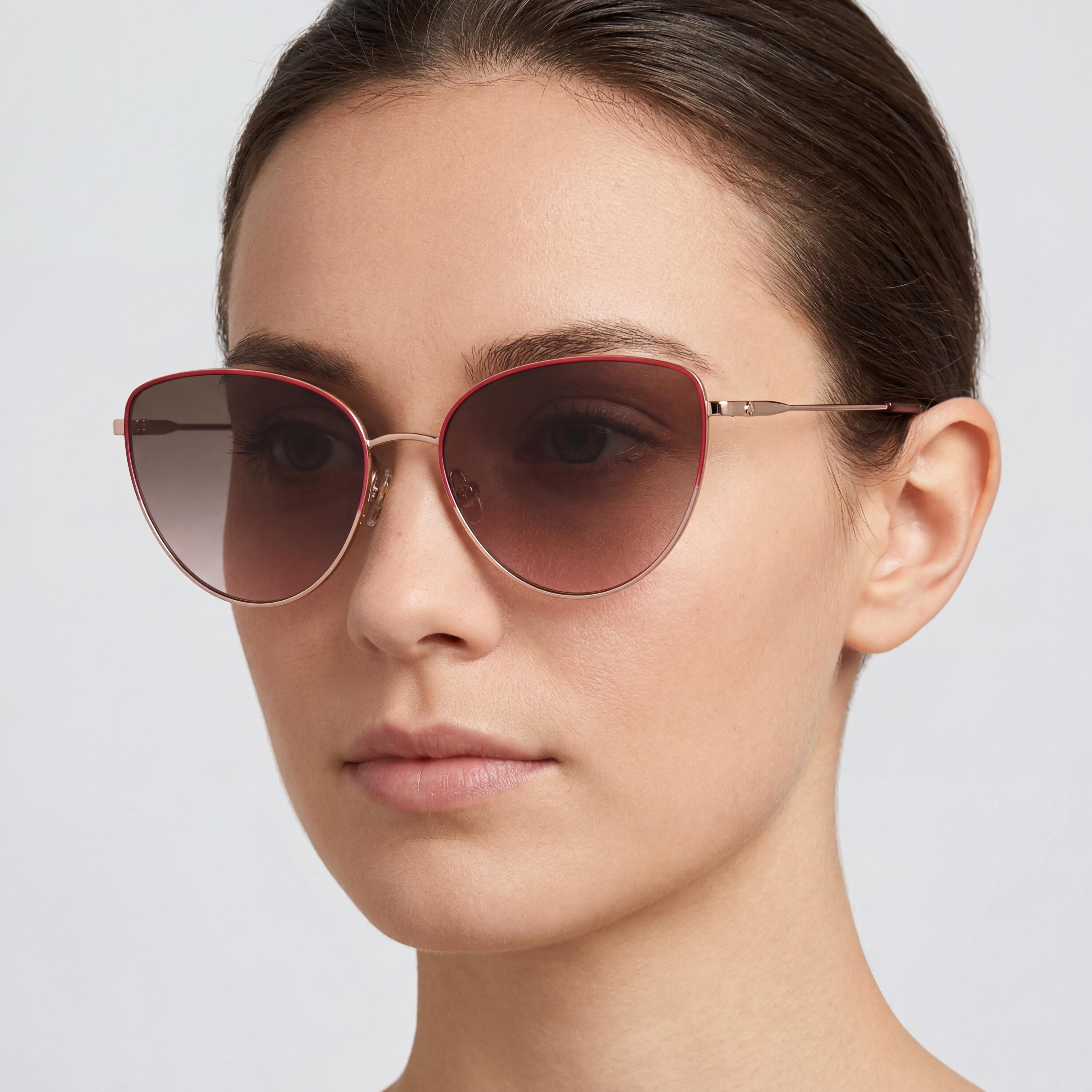 kate spade new york Hailey/G/S Cat Eye Women's Rose Gold Red Stainless Steel UV Protected Sunglasses 55mm, Photo 4