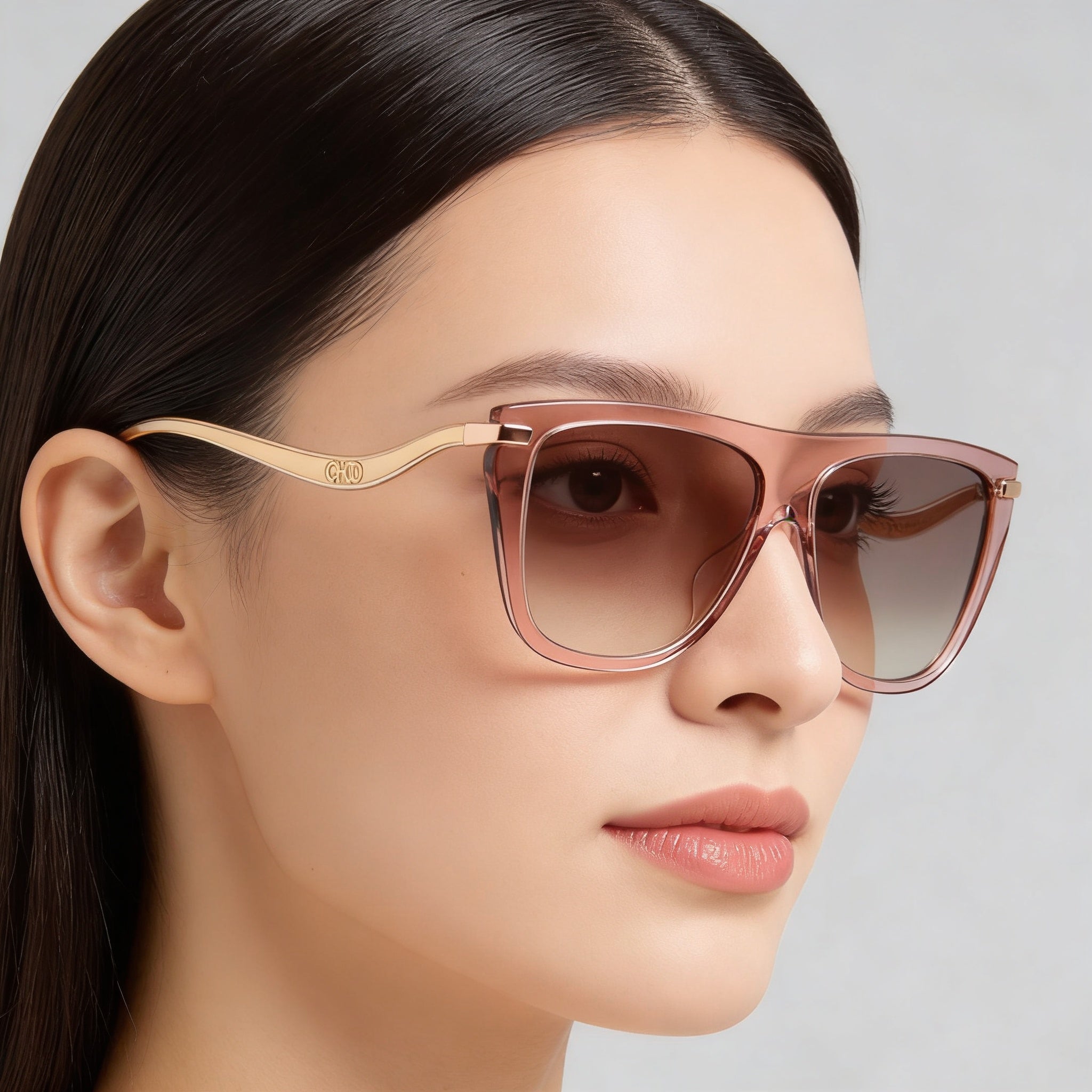 Jimmy Choo SUVI/S Women's Nude Acetate Browline Sunglasses with UV Protection Brown Gradient Silver Flash Lenses 58mm, Photo 5