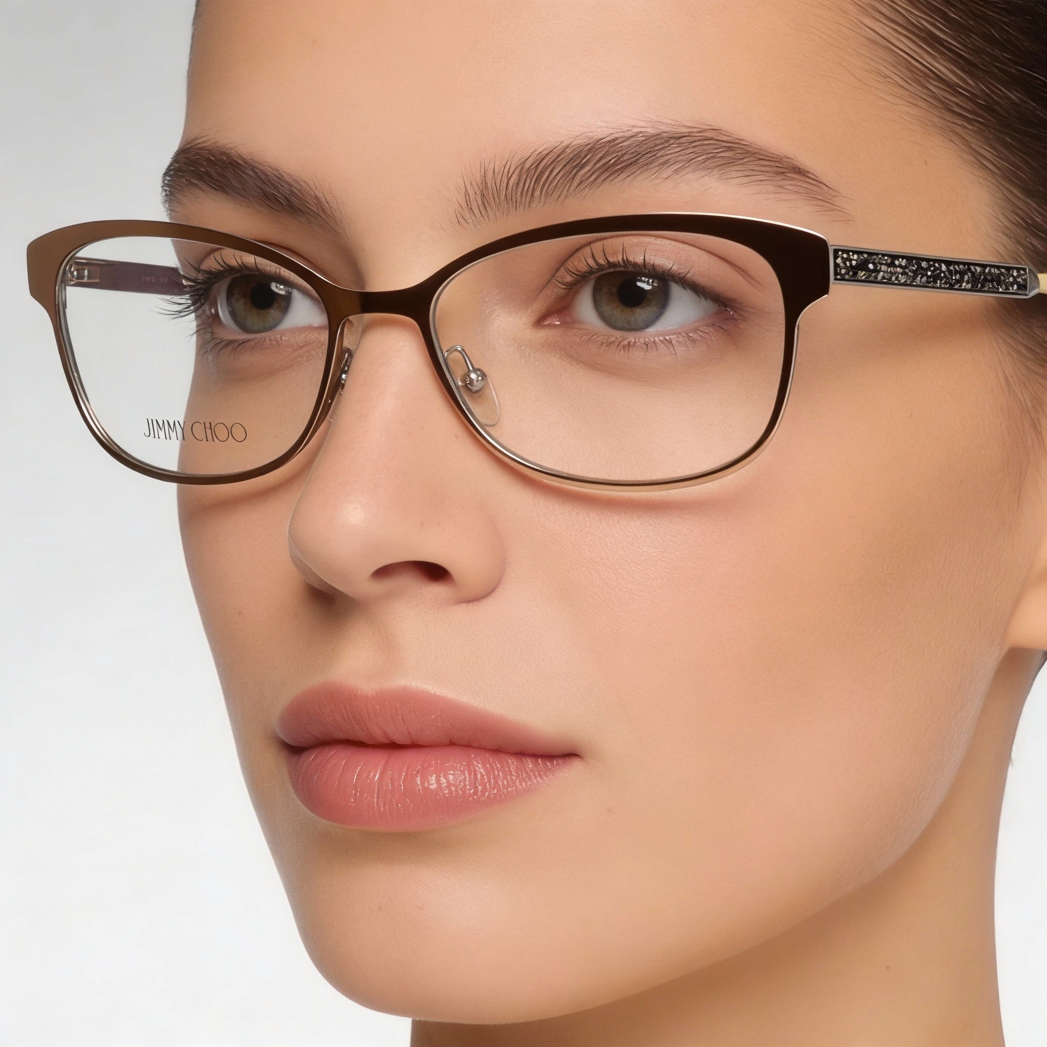 JIMMY CHOO JC203 VZH Women's Fashion Full Rim Oval Stainless Steel Eyeglasses Matte Bronze 54mm, Photo 4