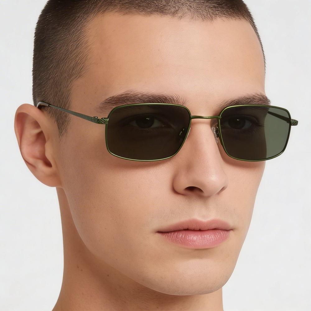 Gafas de acetato Flexon H6074 para hombre, color oliva satinado, con lentes de policarbonato multicolor, ancho de lente de 52 mm
