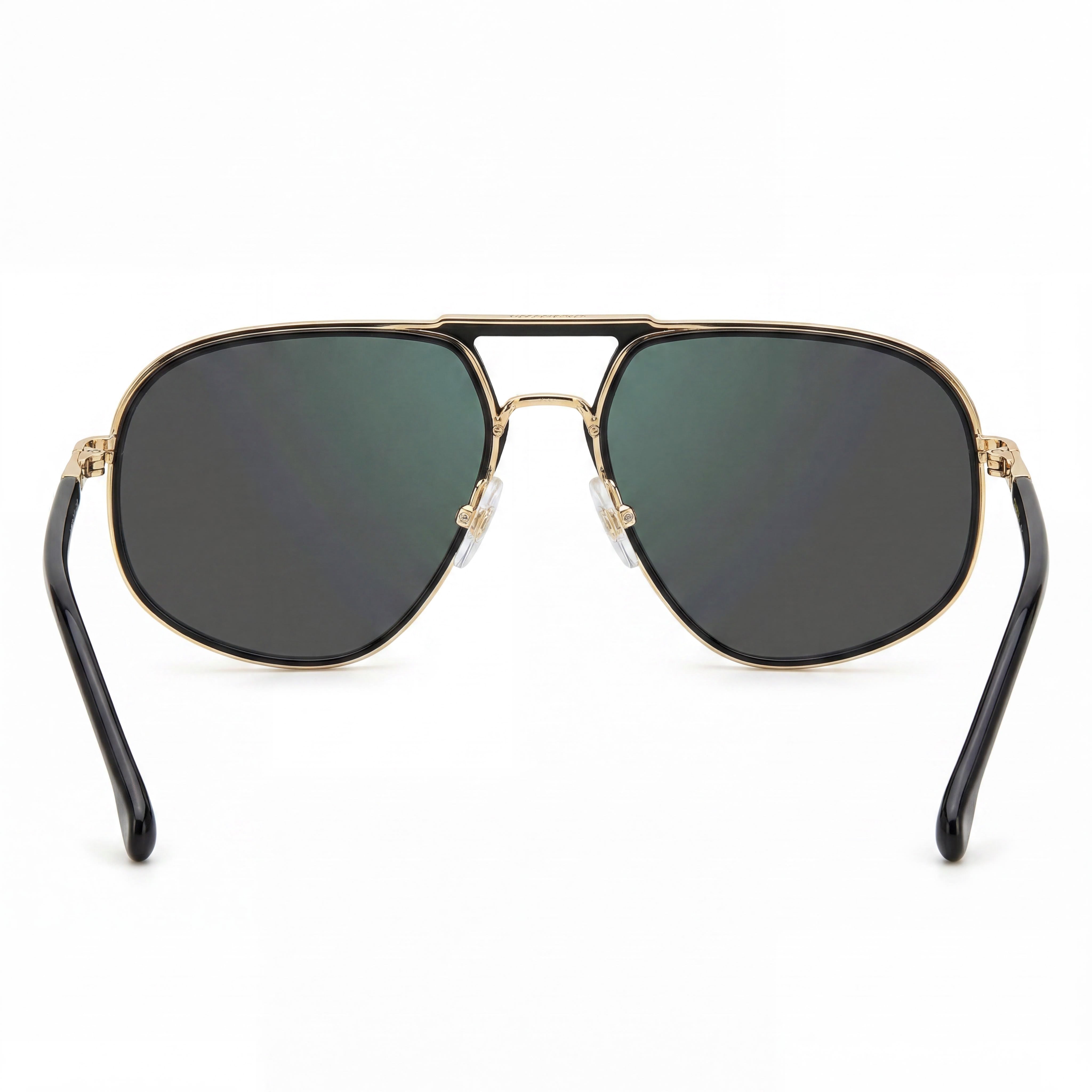 Gafas de sol Carrera CARRERA 318/S de hombre, negras, doradas, acero inoxidable, lentes verde grisáceo polarizadas con protección UV de 60 mm, Photo 3