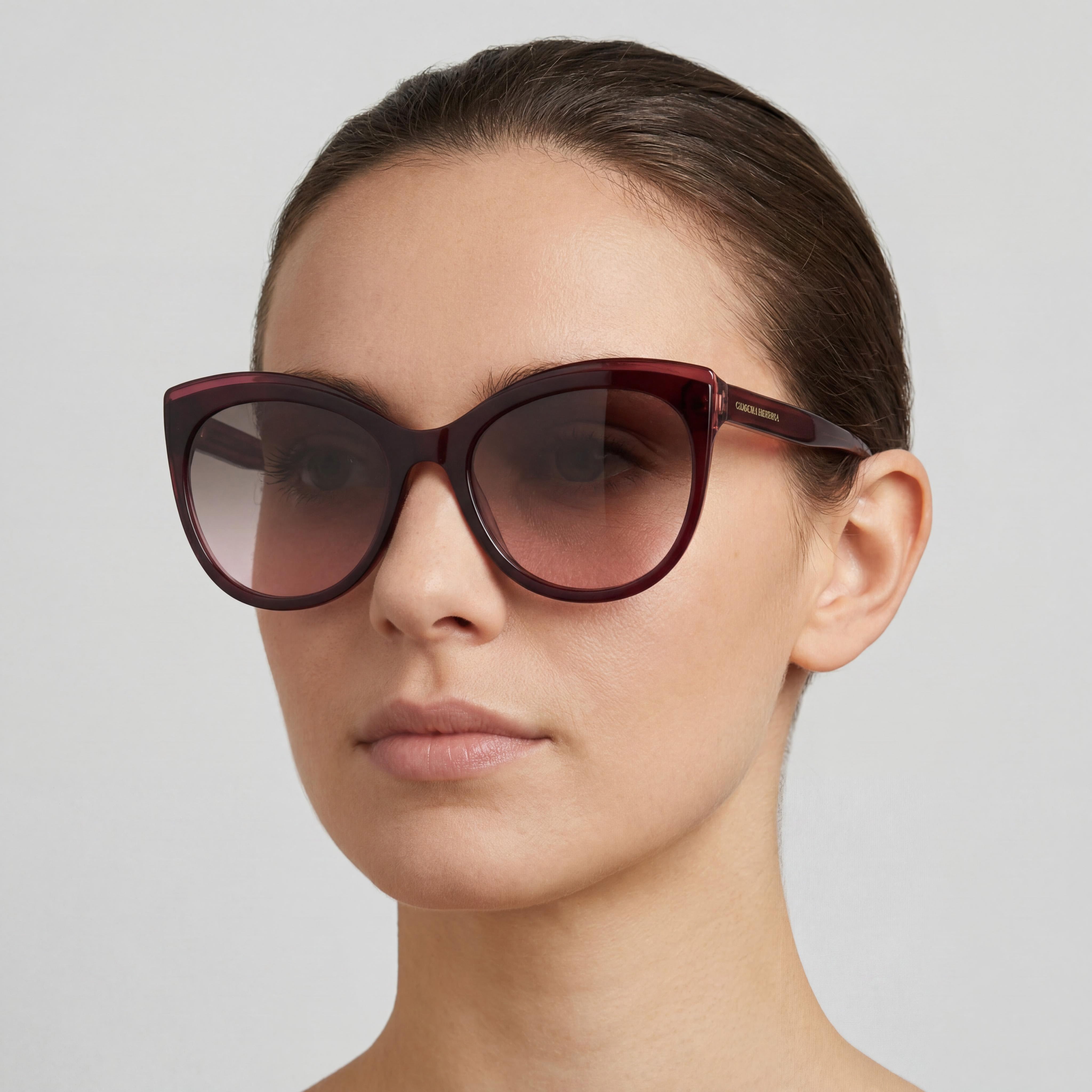 Carolina Herrera Essential Women's Burgundy Red Brown Acetate Cat Eye Sunglasses with Burgundy Red Lenses 57mm, Photo 5