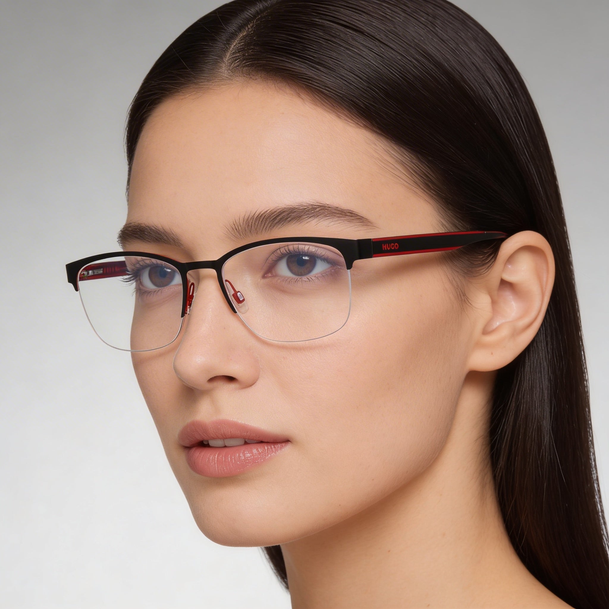Hugo Boss Modern Women's Sunglasses with Alloy Steel Frame, Polycarbonate Lenses in Black Red 53mm, Photo 3