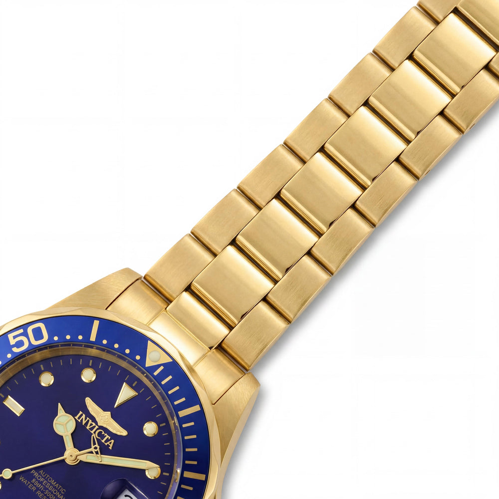 Invicta 5053 Bracelet Men's Gold-Tone Stainless Steel Automatic Luminous Blue Dial 200m WR Screw-Down Crown 40mm Watch