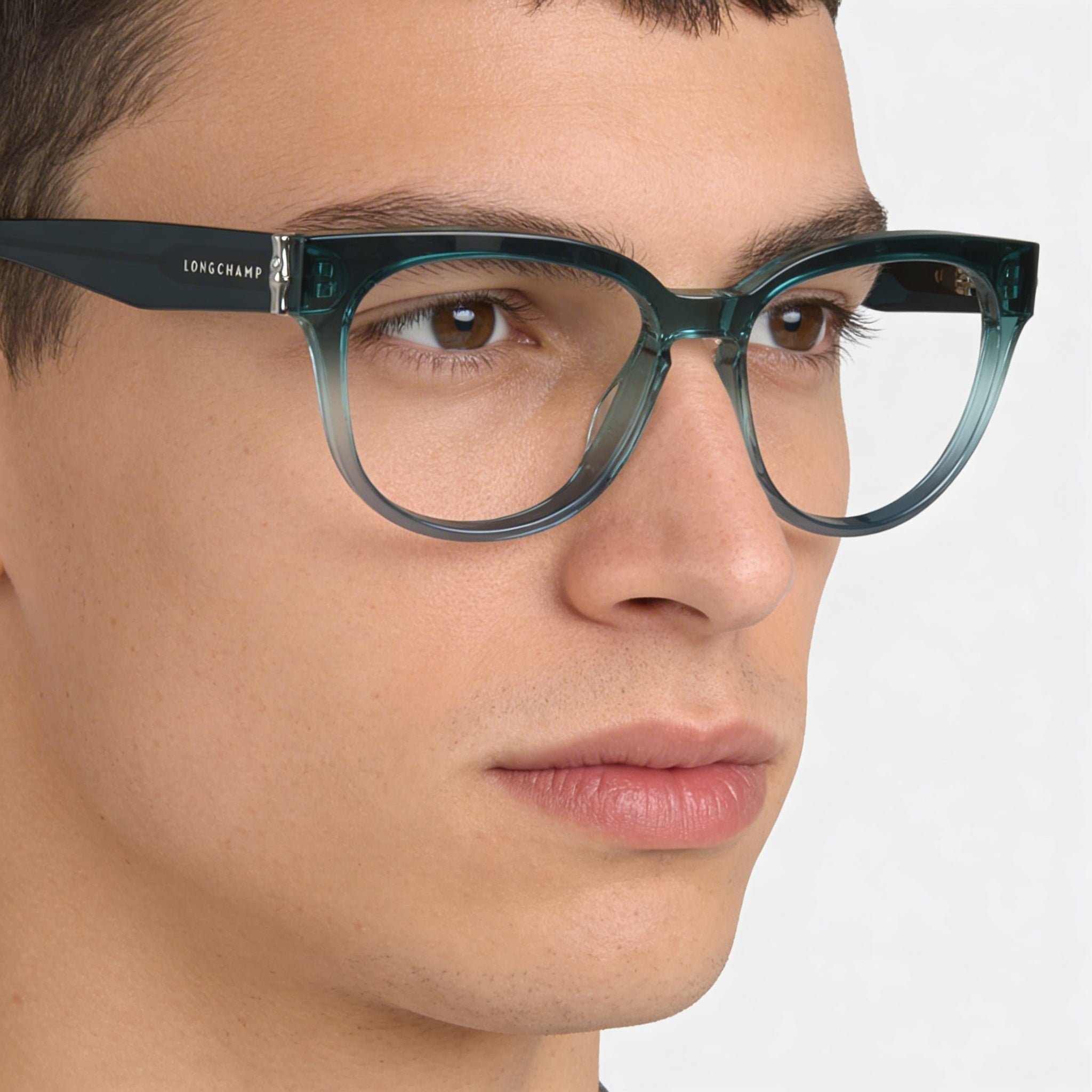 Gafas de sol de hombre modernas Longchamp con montura de acetato y lentes de gasolina degradadas no polarizadas de 52 mm, Photo 5