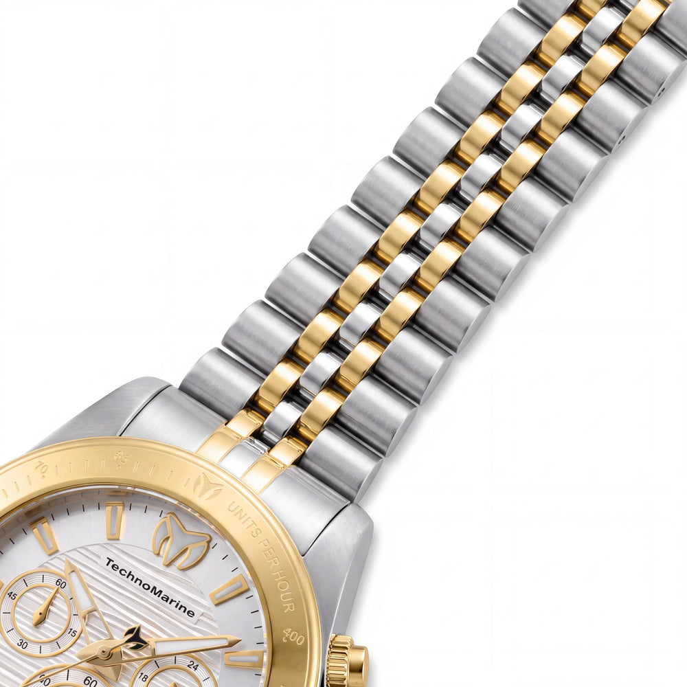 Reloj de hombre Technomarine Manta TM-219020 cronógrafo con esfera plateada, caja de acero inoxidable y pulsera de 42 mm