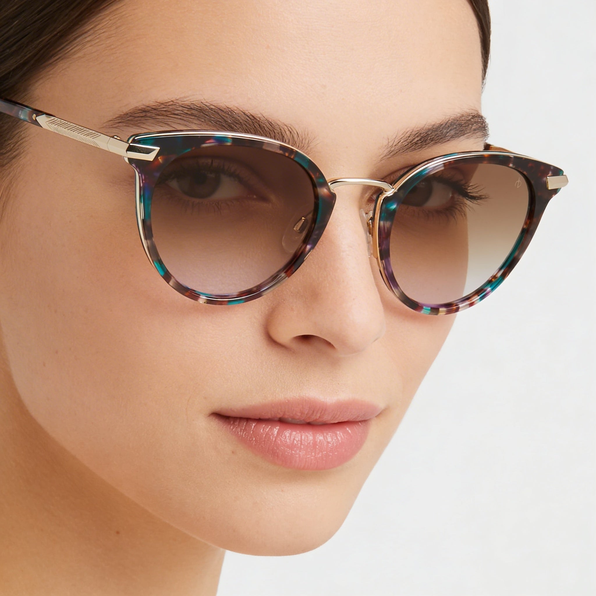 Gafas de sol modernas para mujer de Rag & Bone Havana, de metal multicolor, color marrón violeta, doble tono, protección UV, no polarizadas, 53 mm, Photo 3