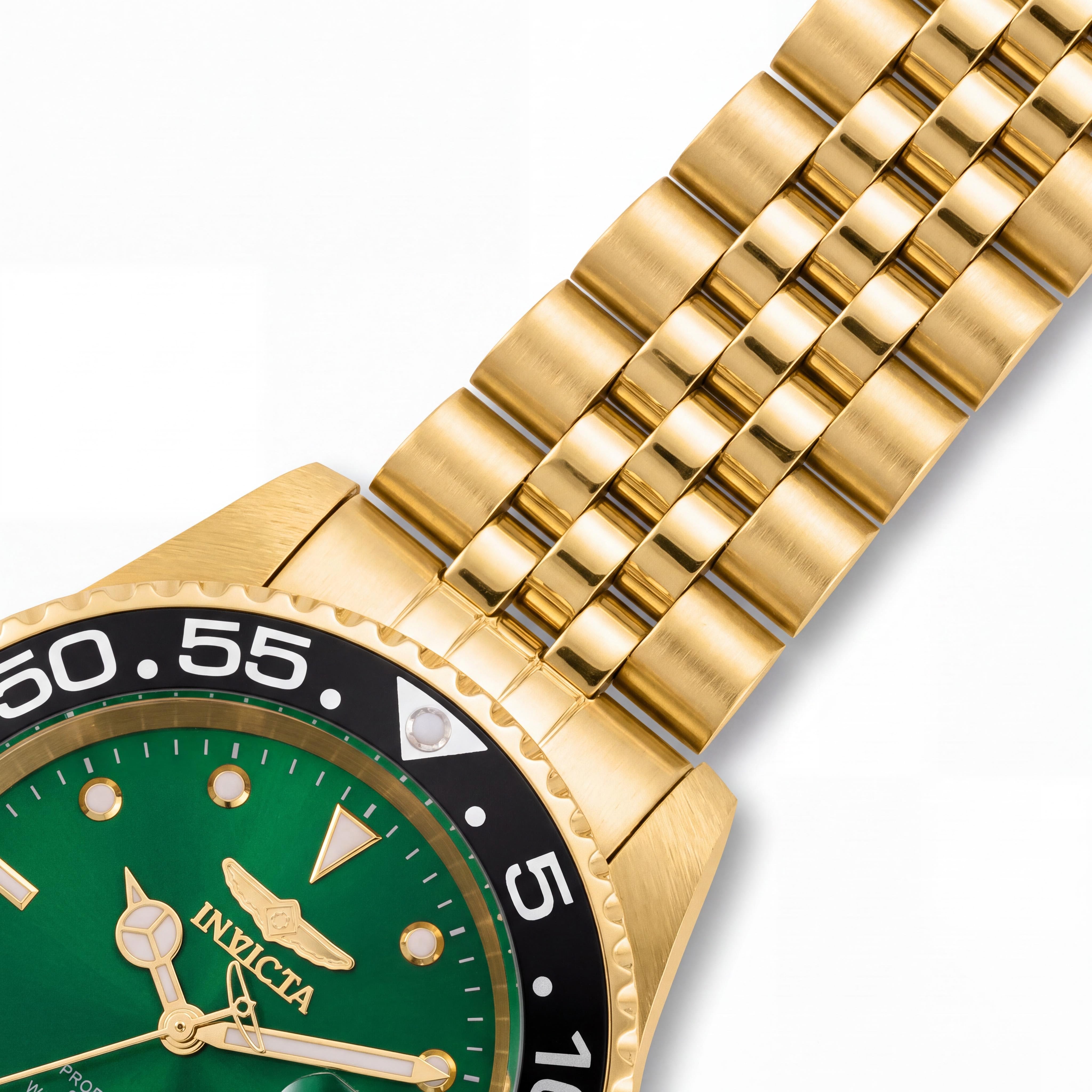 Invicta Pro Diver 36044 Reloj unisex luminoso de cuarzo de acero inoxidable dorado con esfera verde de 40 mm, Photo 2