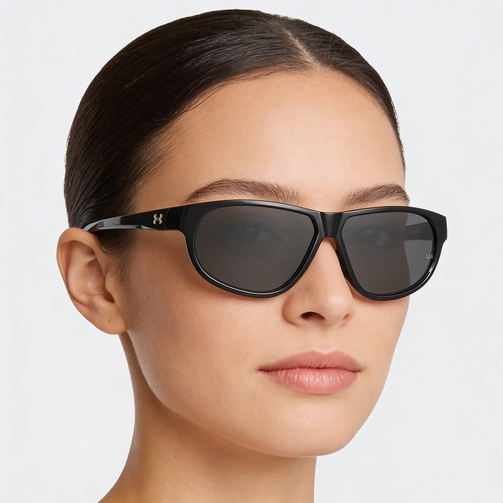 Gafas de sol Under Armour UA Intensity para mujer, montura negra, lentes negras, envolventes, de propionato, no polarizadas, UV, 59 mm